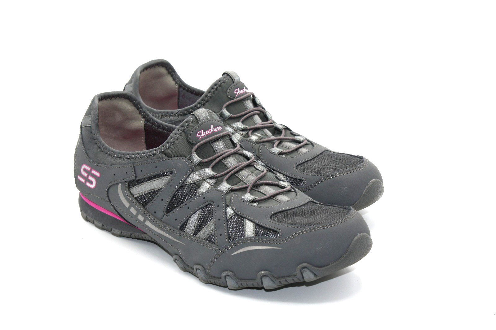 SKECHERS Biker Style Womens Slip On Shoes. Sz 8.5 EW Gray / Pink SN22406EWR