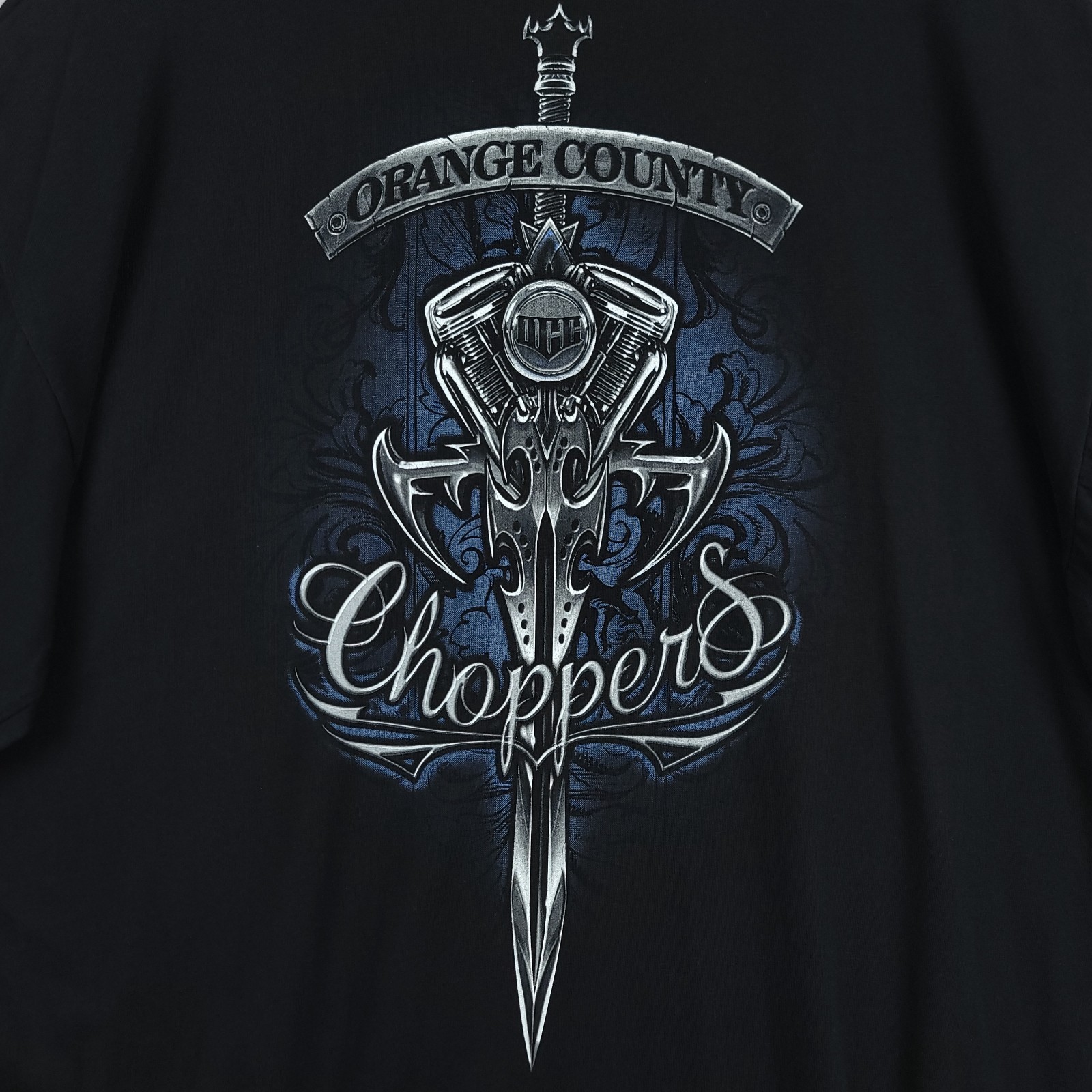 Orange County Choppers Shirt Mens 2XL Black Cotton Swords Motorcycle Biker