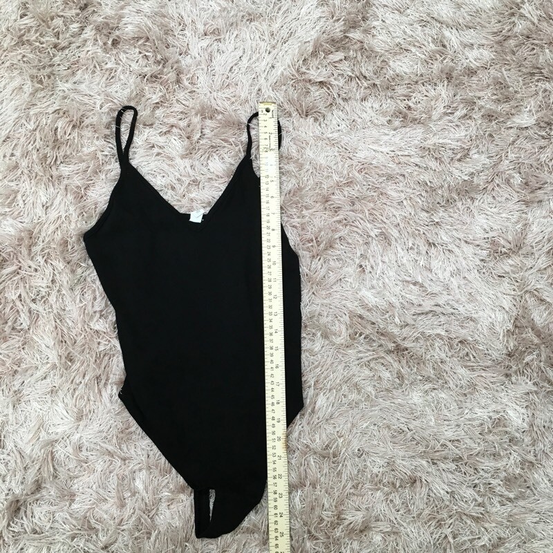BP Womens One Piece BodySuit Black Stretch V Neck Spaghetti Strap M New Tankini