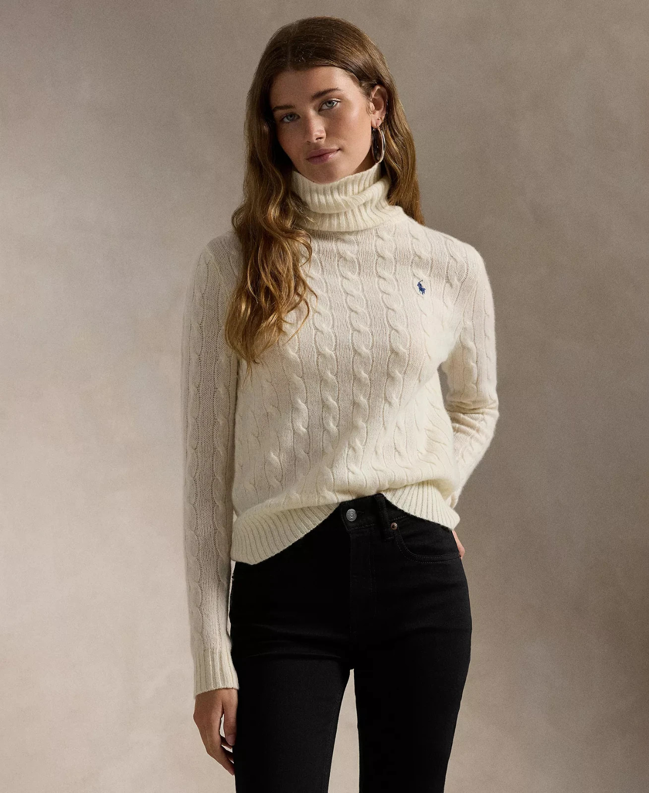 Polo – Women’s Classics 90% Wool 10% Cashmere Turtleneck Sweater, White, XS