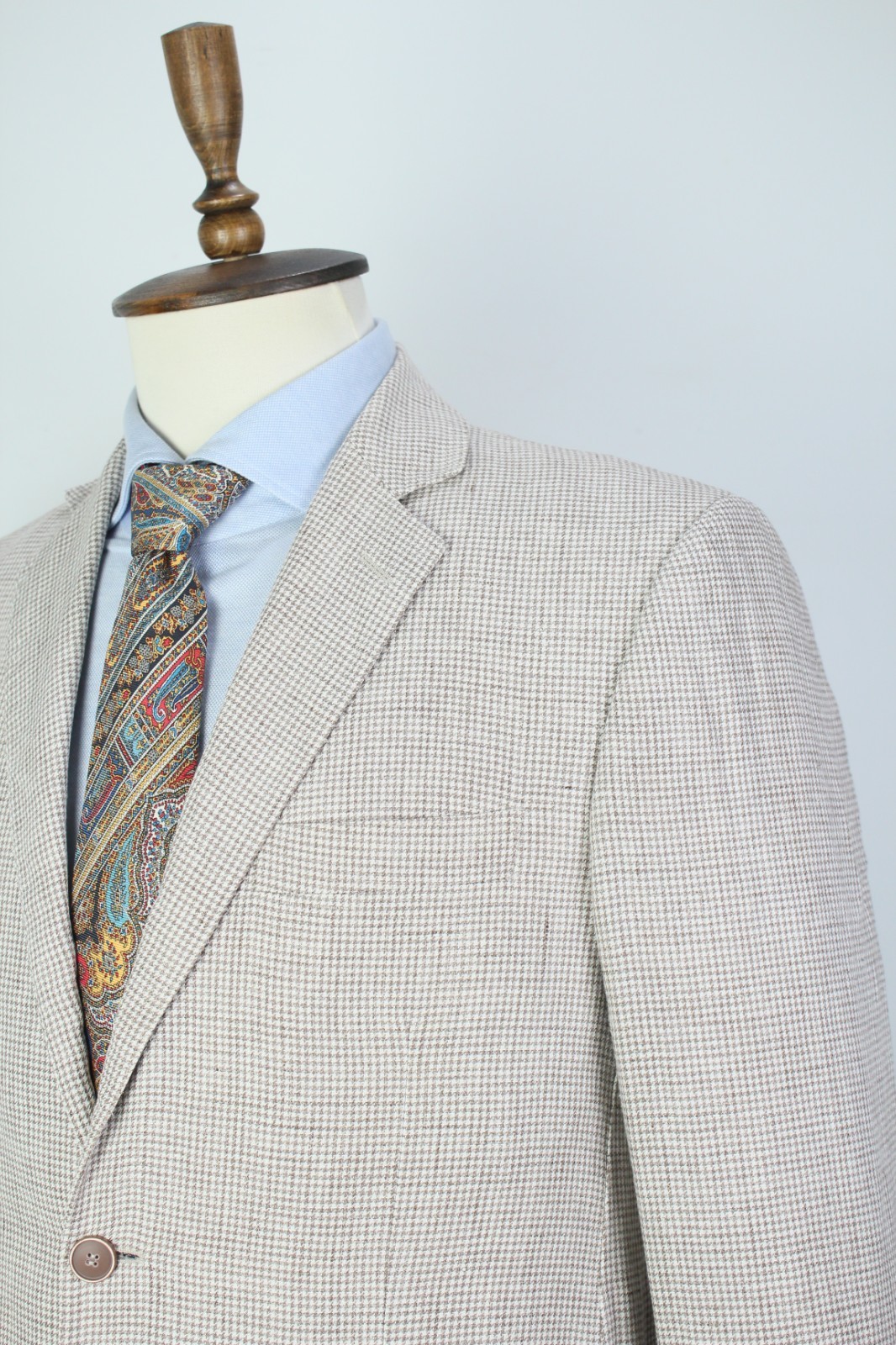 BOGGI Brown & White Dogtooth PURE LINEN HL Sport Coat Blazer Jacket 52IT 42US/UK