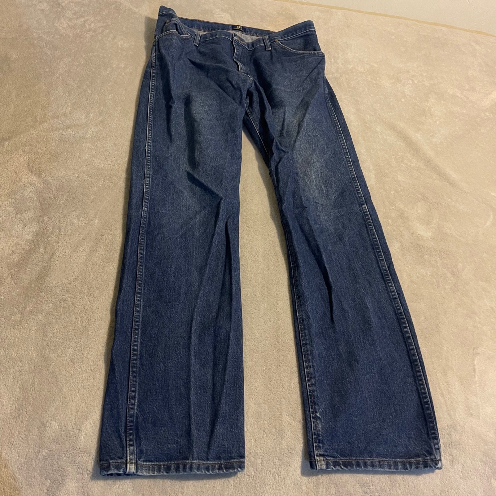 Vintage Wrangler 47MWZPW Men’s Blue Denim Jeans Regular Fit 38×36 90s Bootcut