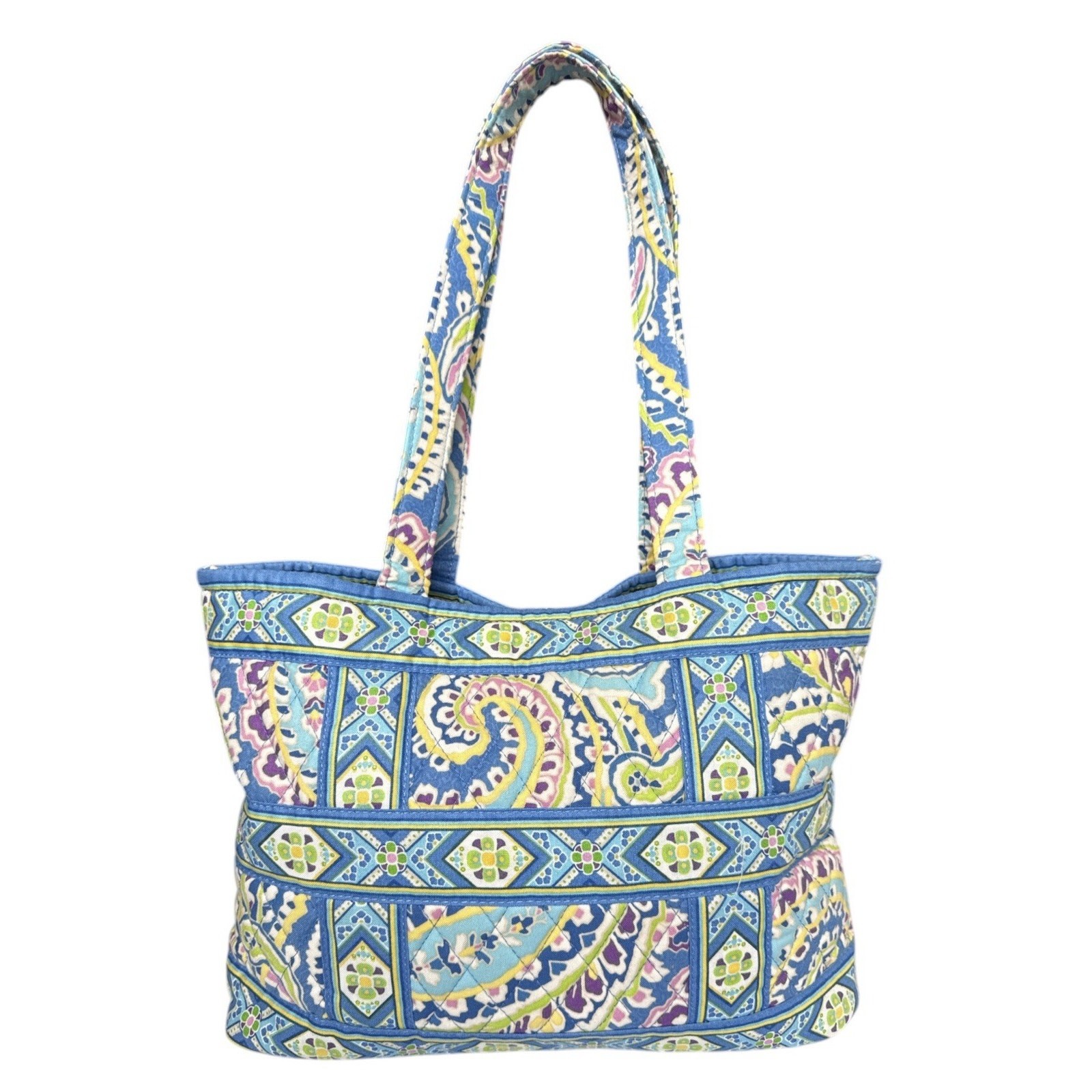 Retired Vera Bradley Tic Tac Toe Capri Blue Purse Handbag Paisley Toggle Tote