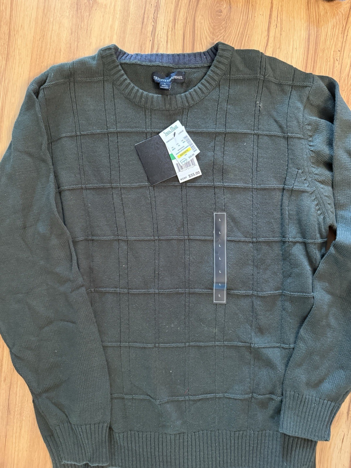 Tricots St Raphael Sweater Men’s L Blue Green Wool Preppy Knit Grandpa Dadcore