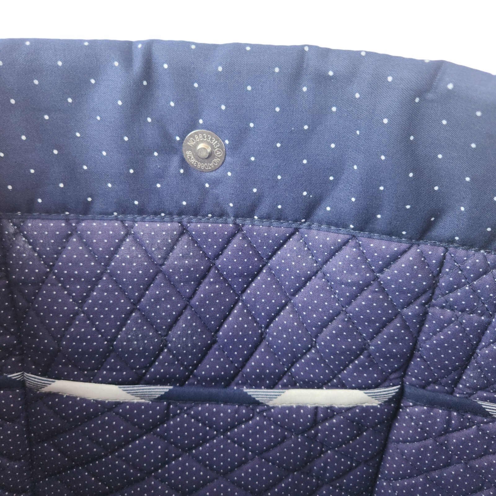 Quilted Fabric Tote Bag, Craft Bag, Sewing, Navy Gingham, 15 x 18 x 13.5 in