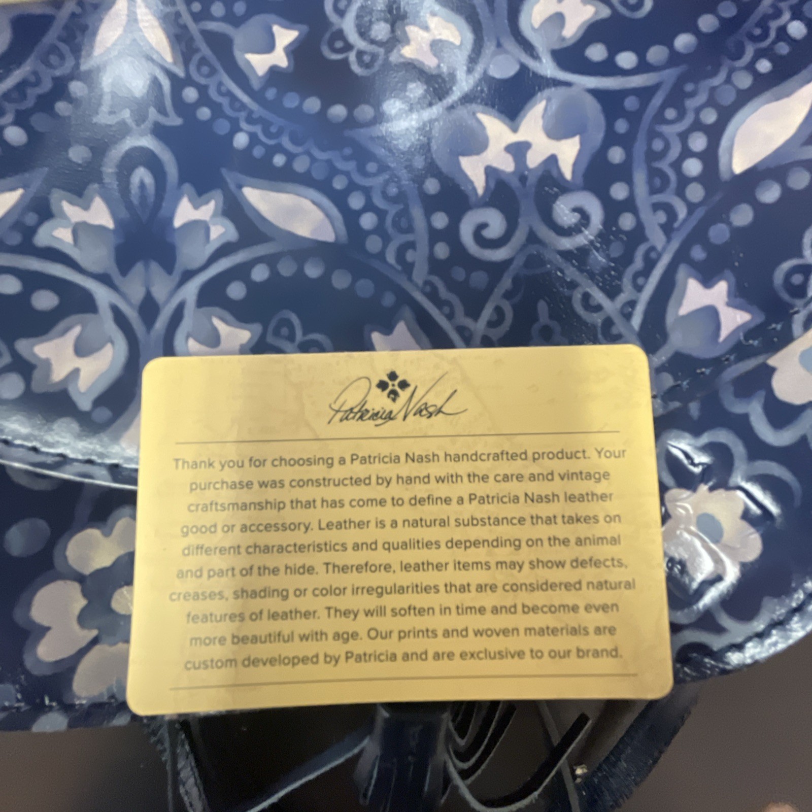 Patricia Nash Italian leather Crossbody Brinlee Folklore Blue Saddlebag