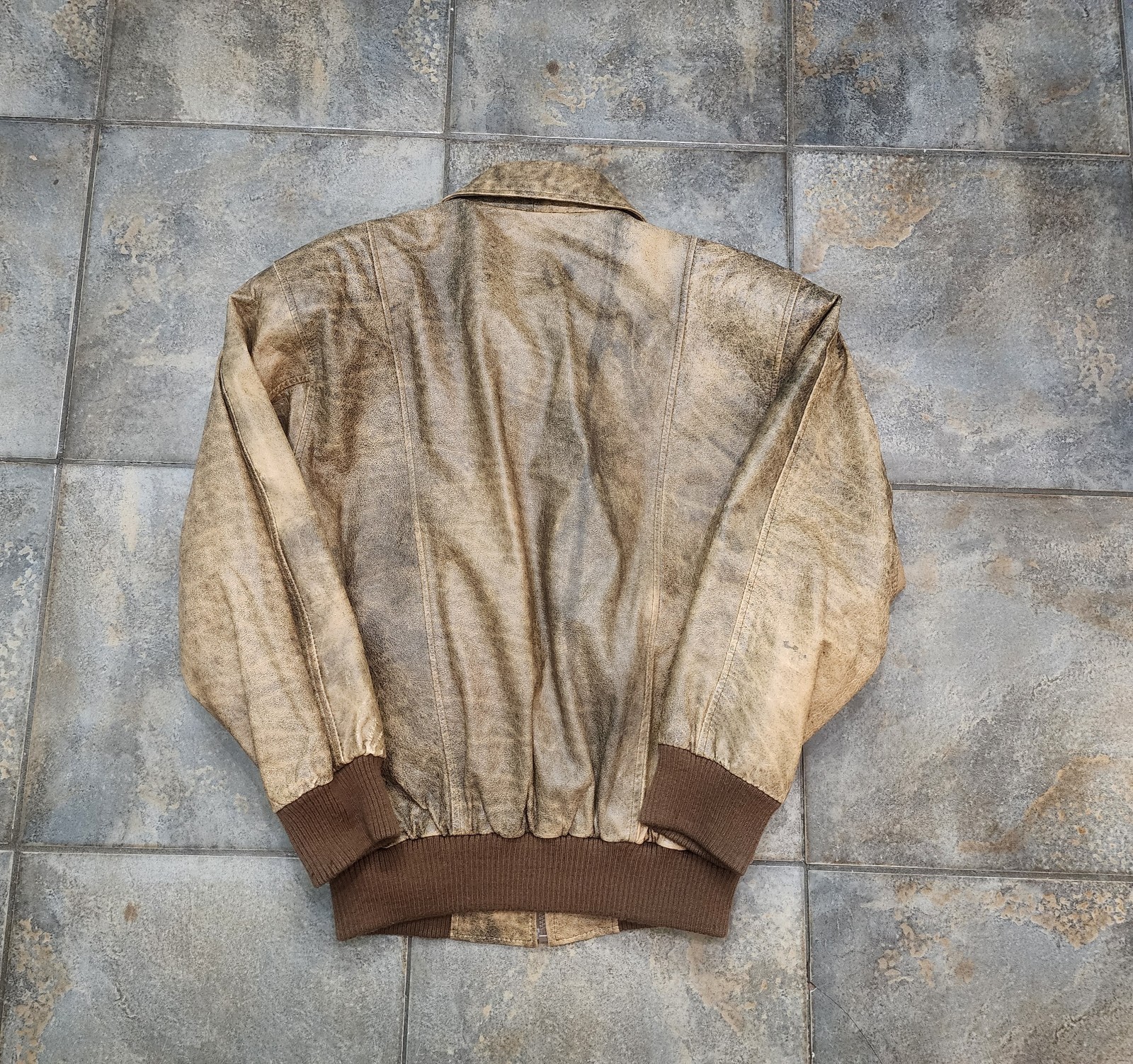 Vintage 90s Limited Express Men’s Small Distressed Leather Bomber Flight Jacket