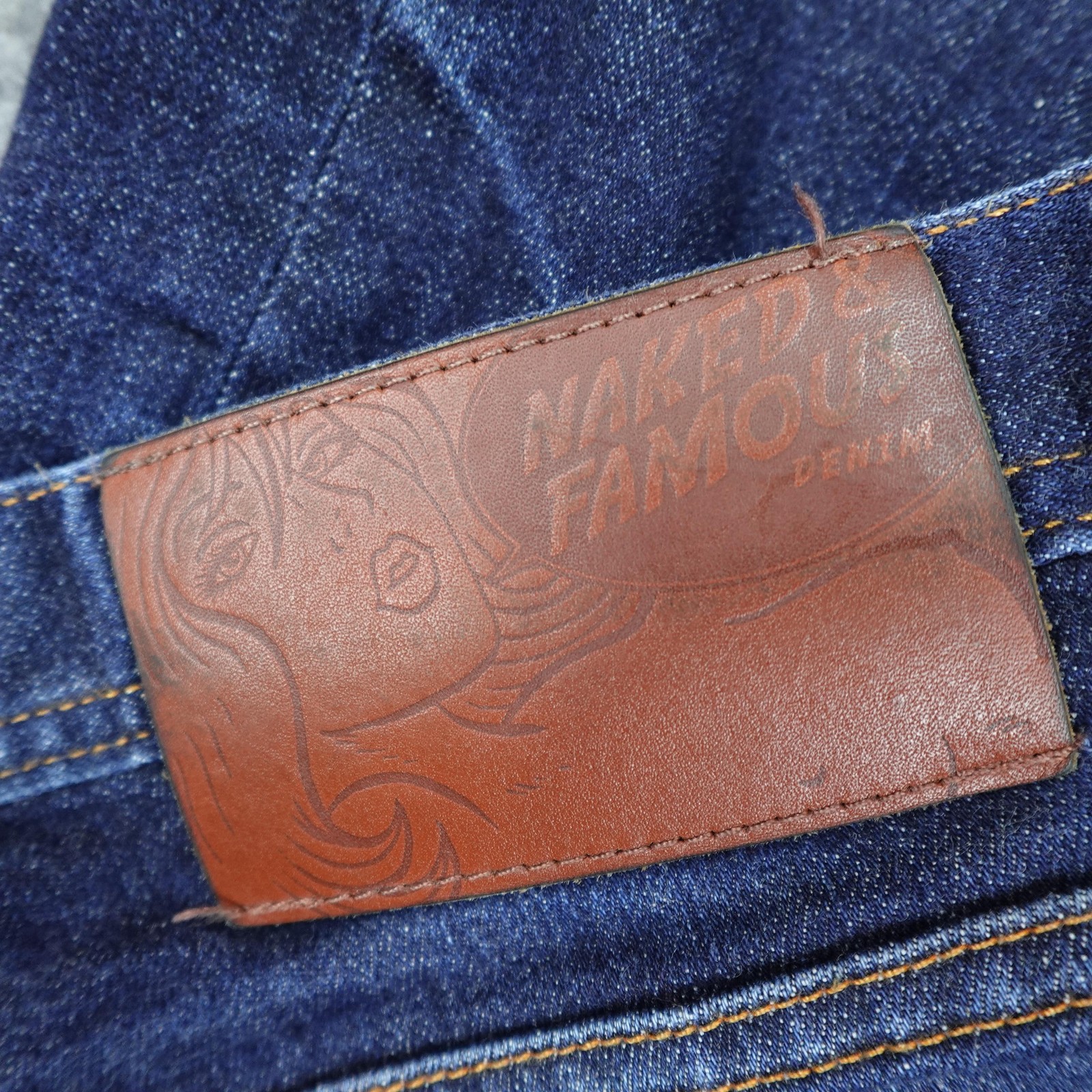 Naked & Famous Jeans Mens 36×32 Blue Weird Guy Selvedge Stretch Denim Pants