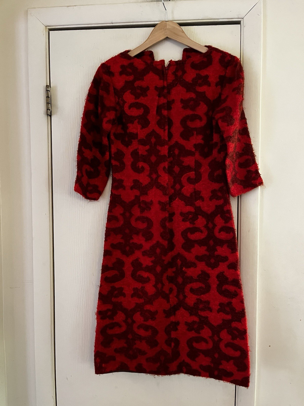 VTG 60s Retro Wool Mod Twiggy Madmen Handmade Metal Zip Dress S