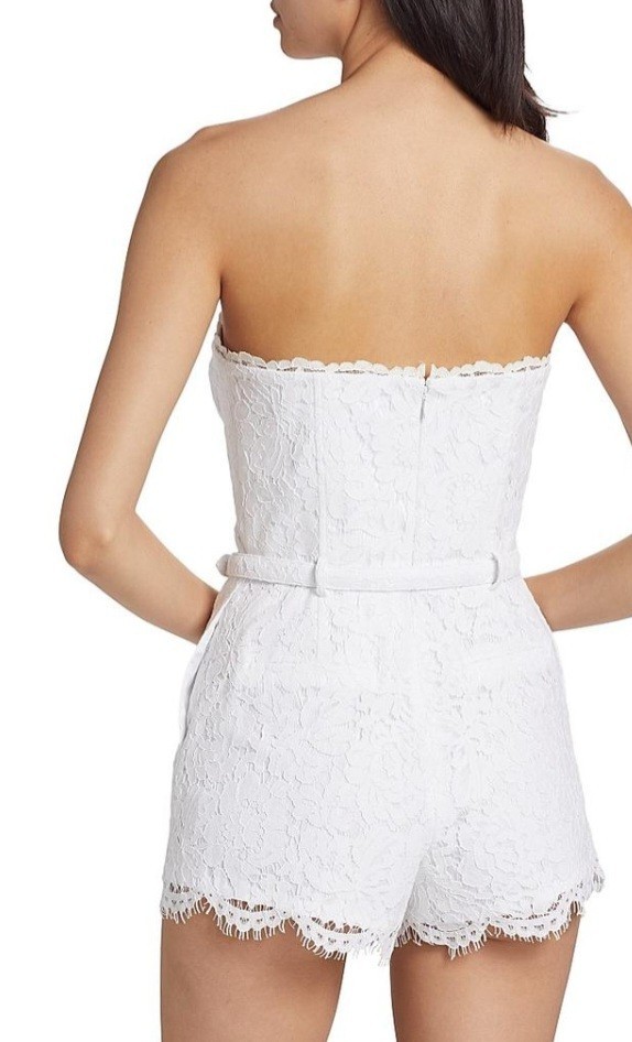 Generation Love Lace Brina Strapless White Romper Belted Floral Size 6 Women