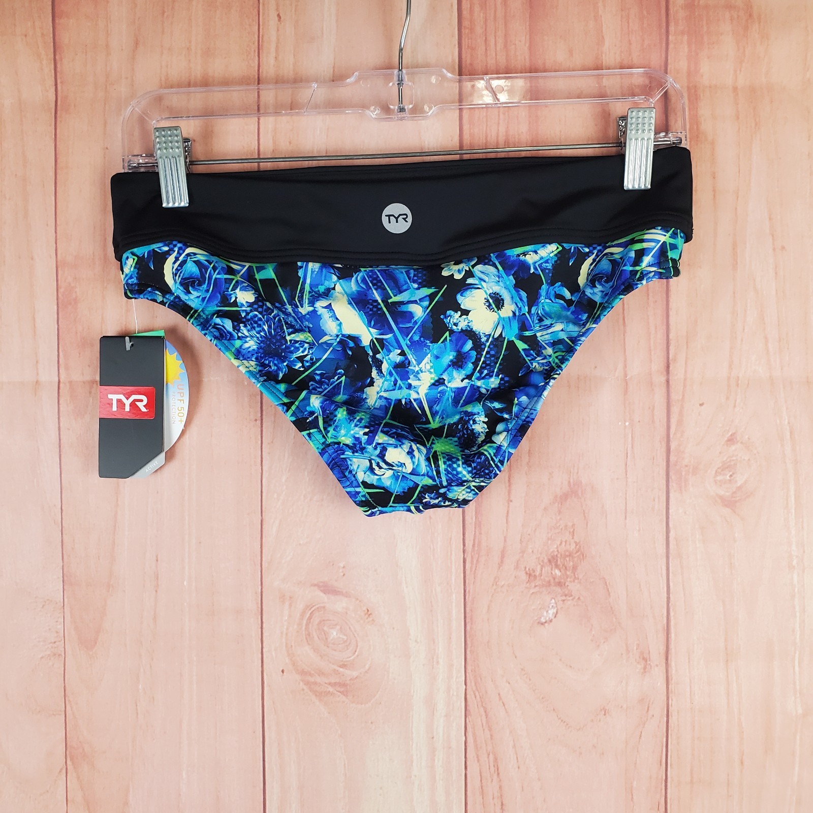 TYR Delphinium Riva Womens Bikini Bottom Sz Medium Green Multi Elastic Waist