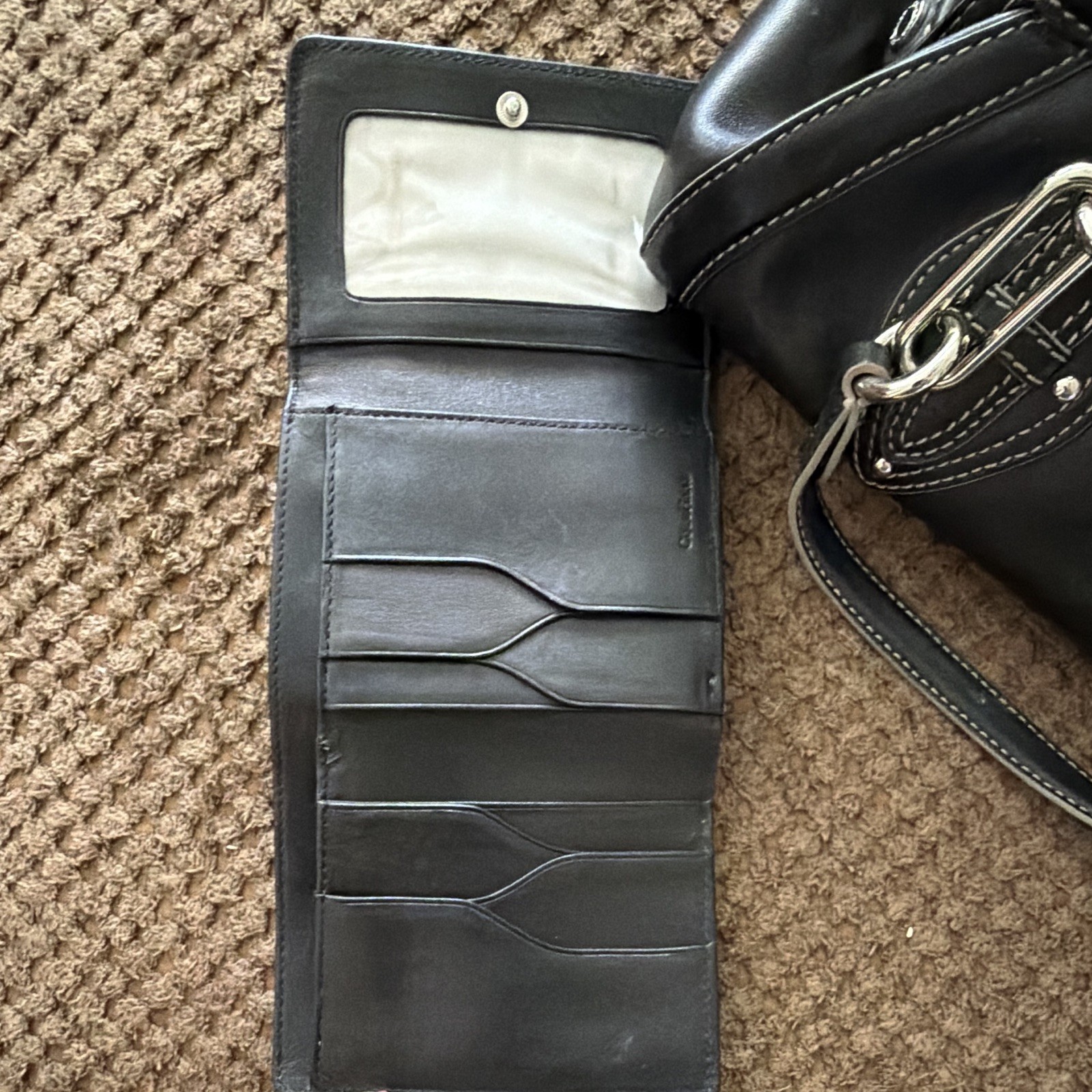 Cole Haan Black Medium Shoulder Bag Zip, Wristlet, Buckle Accent Silver Hardware