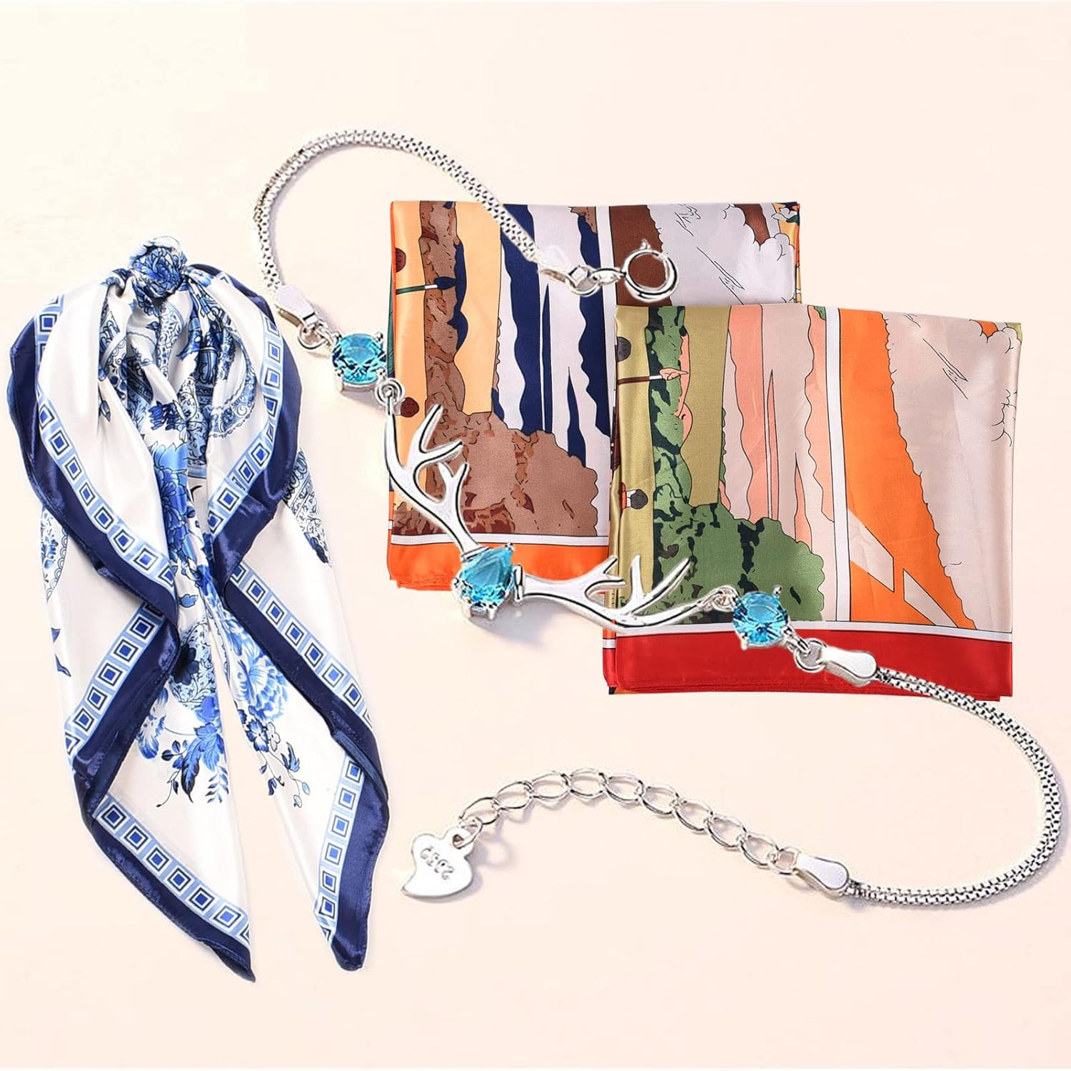 35 x 35 Women’s Fashion Pattern Large Square Silk Like Hair Scarf Head Sleeping