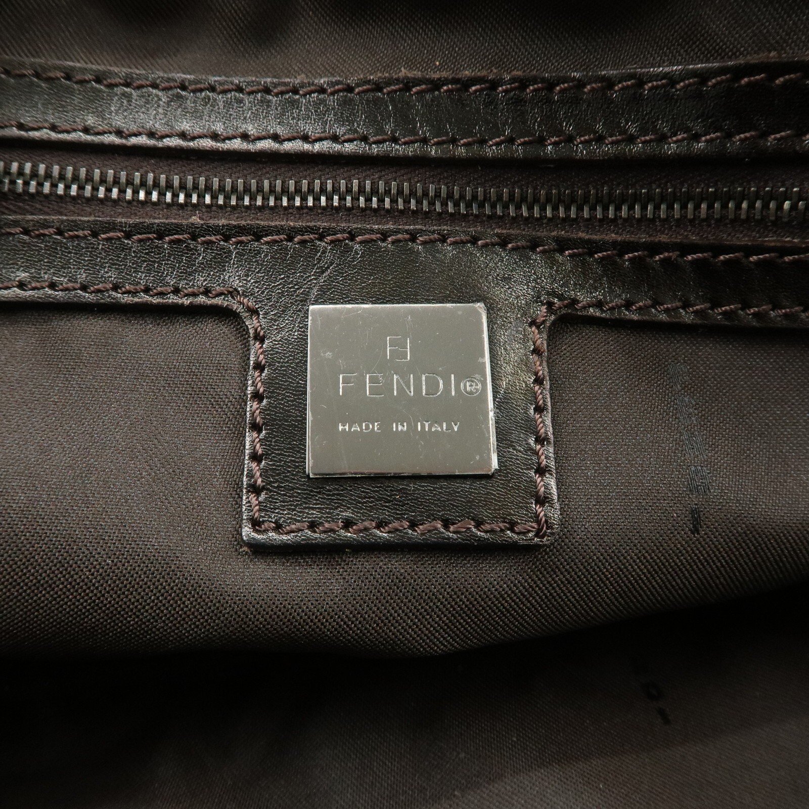 FENDI FF Mini Boston Bag Hand Bag 8BN004 Unborn Calf Leather Auth Used