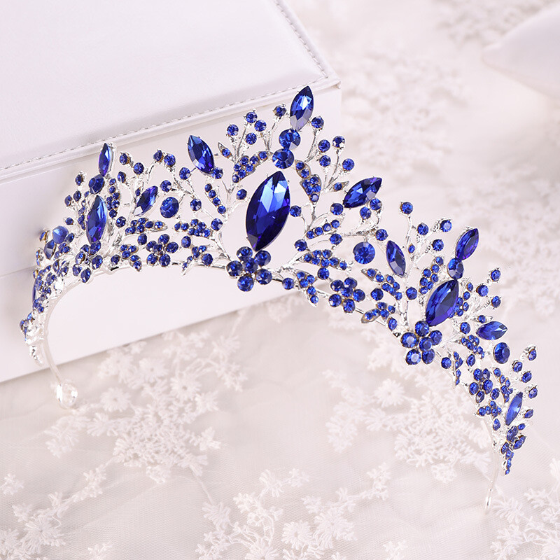 7cm Tall Leaf Crystal Wedding Bridal Queen Princess Prom Tiara Crown For Women