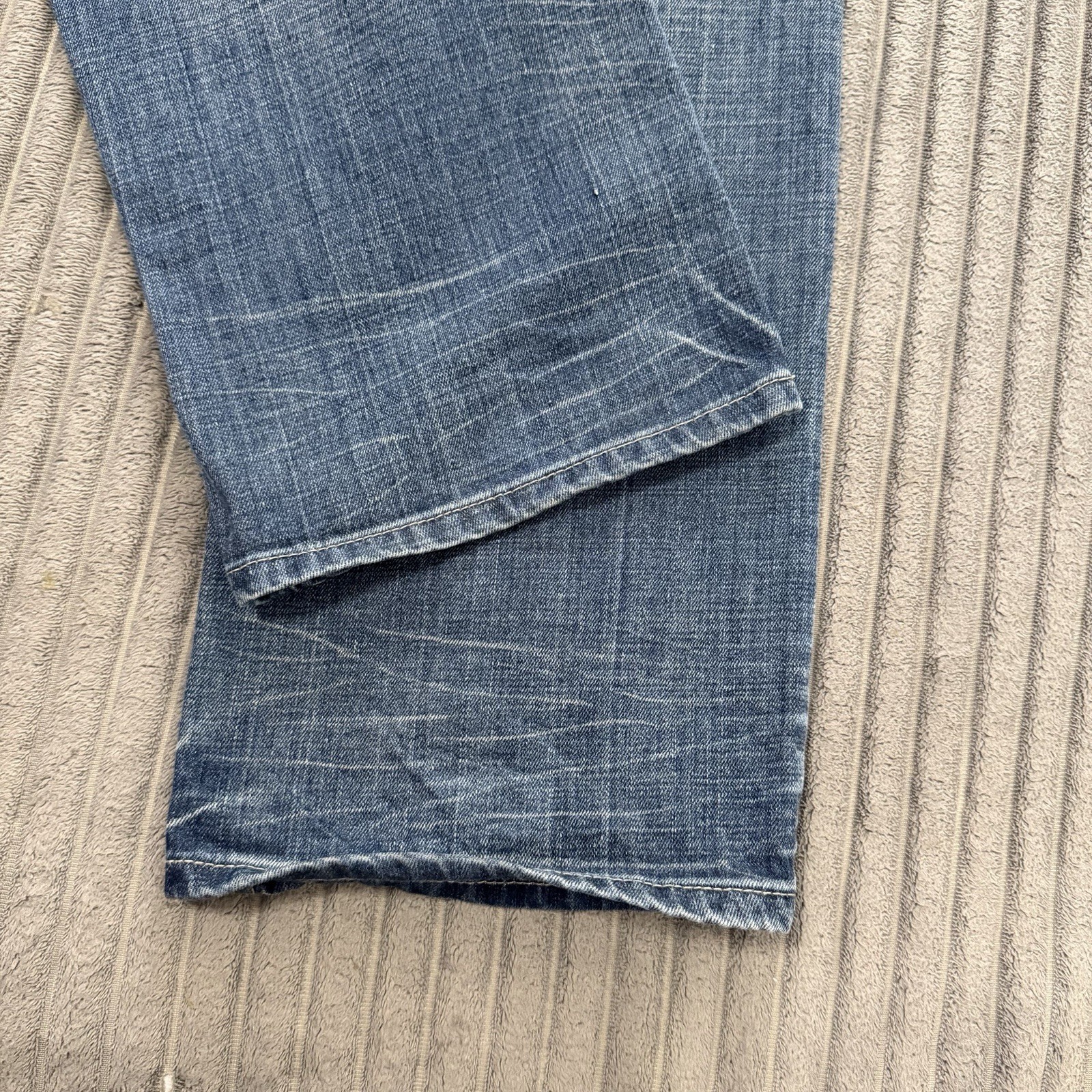 Tokyo Five The Way Jeans Mens 38×32 Blue Denim Whiskered Cotton Button Fly Pants