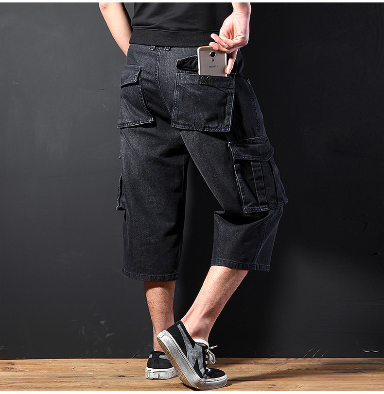 New Men’s Jeans Denim Cargo Combat Shorts Summer Casual Multi Pocket Pant W30-48