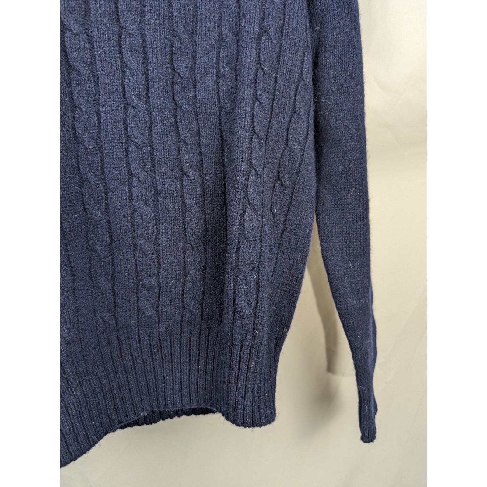 Vintage McGregor Mens Cable Knit Wool Sweater Sz M Navy Blue Fisherman Deadstock