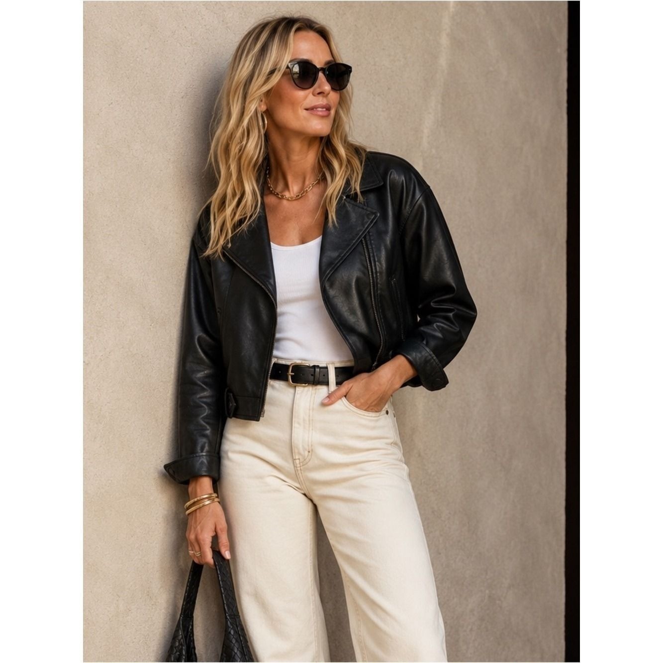 Tribal Jeans Faux Leather Moto Jacket | Black | Soft Vegan Leather | TTG/XXL