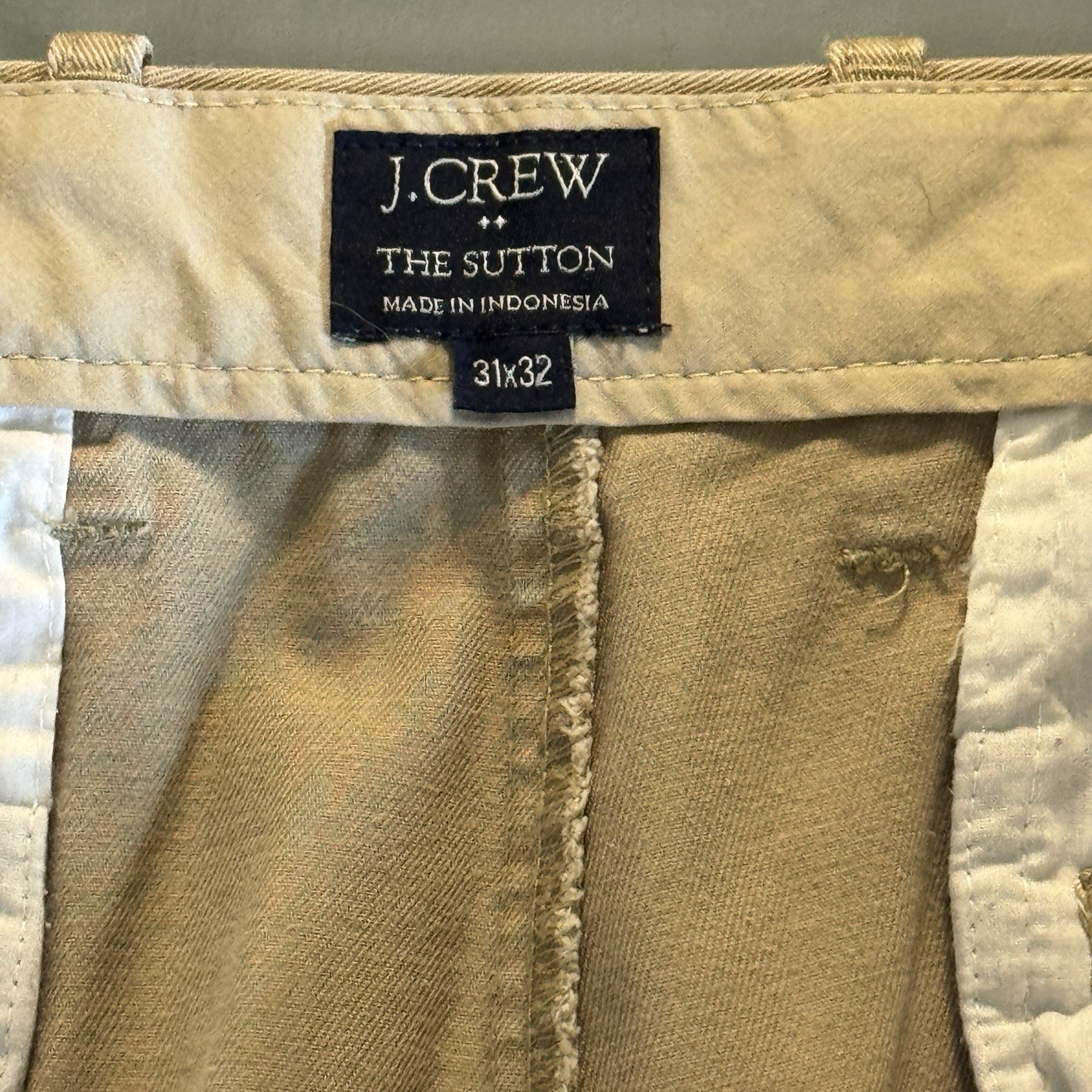 J.Crew The Sutton Mens Pants 31×32* (31L)Tan 38648 Mid-weight Straight Fit Chino