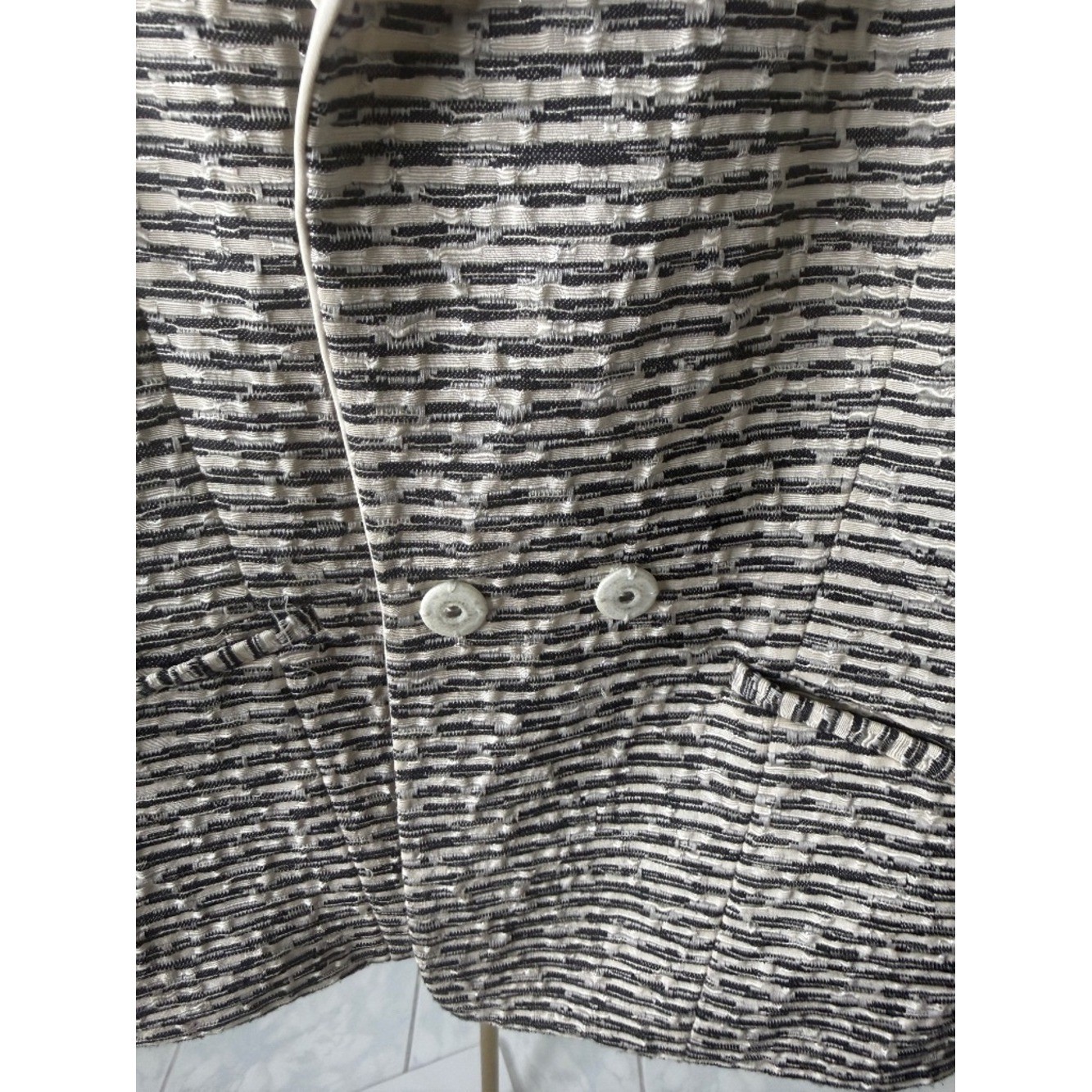 Lafayette 148 Tweed Cropped Blazer Jacket Womens 6 Contrast Lapel Luxury