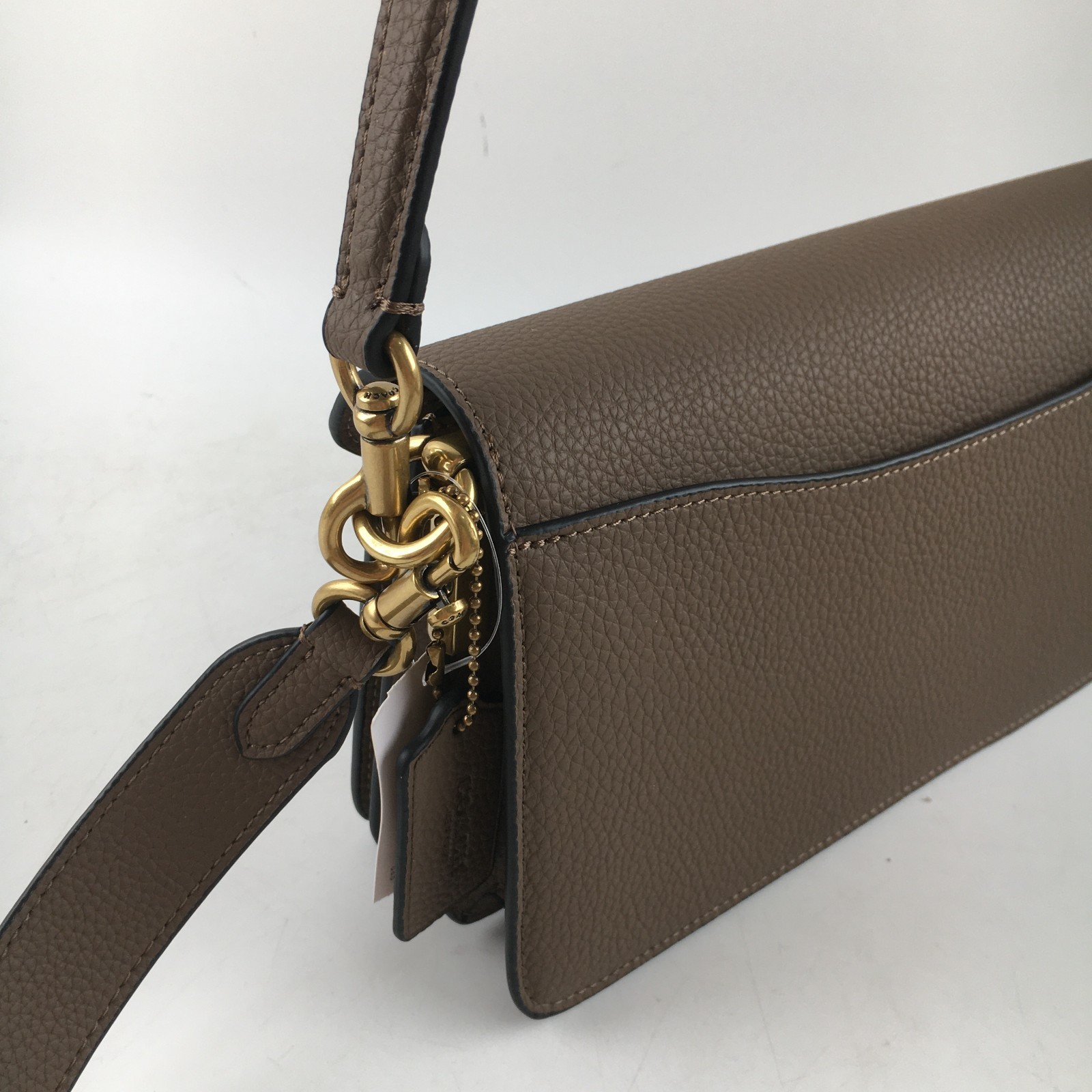 COACH CH857 Tabby Shoulder Bag 26 Polished Pebble Leather Dark Brown Outlet New