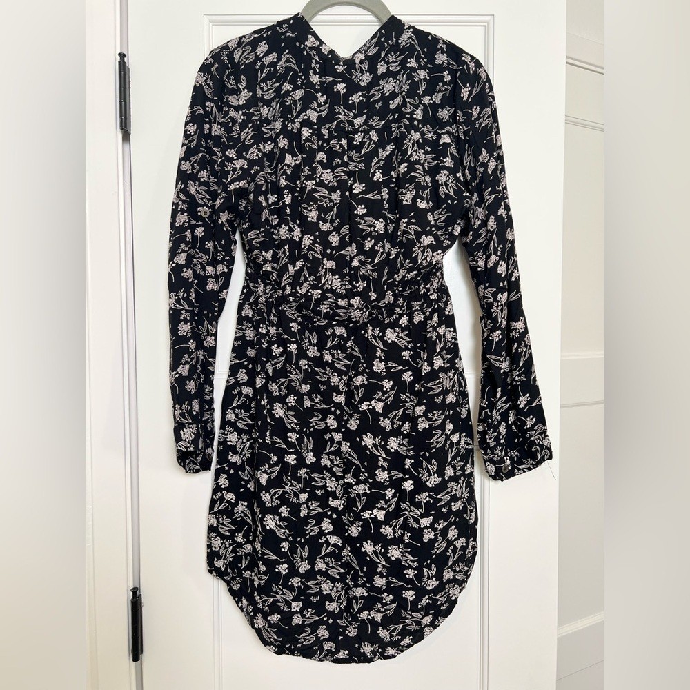 Angie Black and White Floral Long Sleeve Dress (Medium)