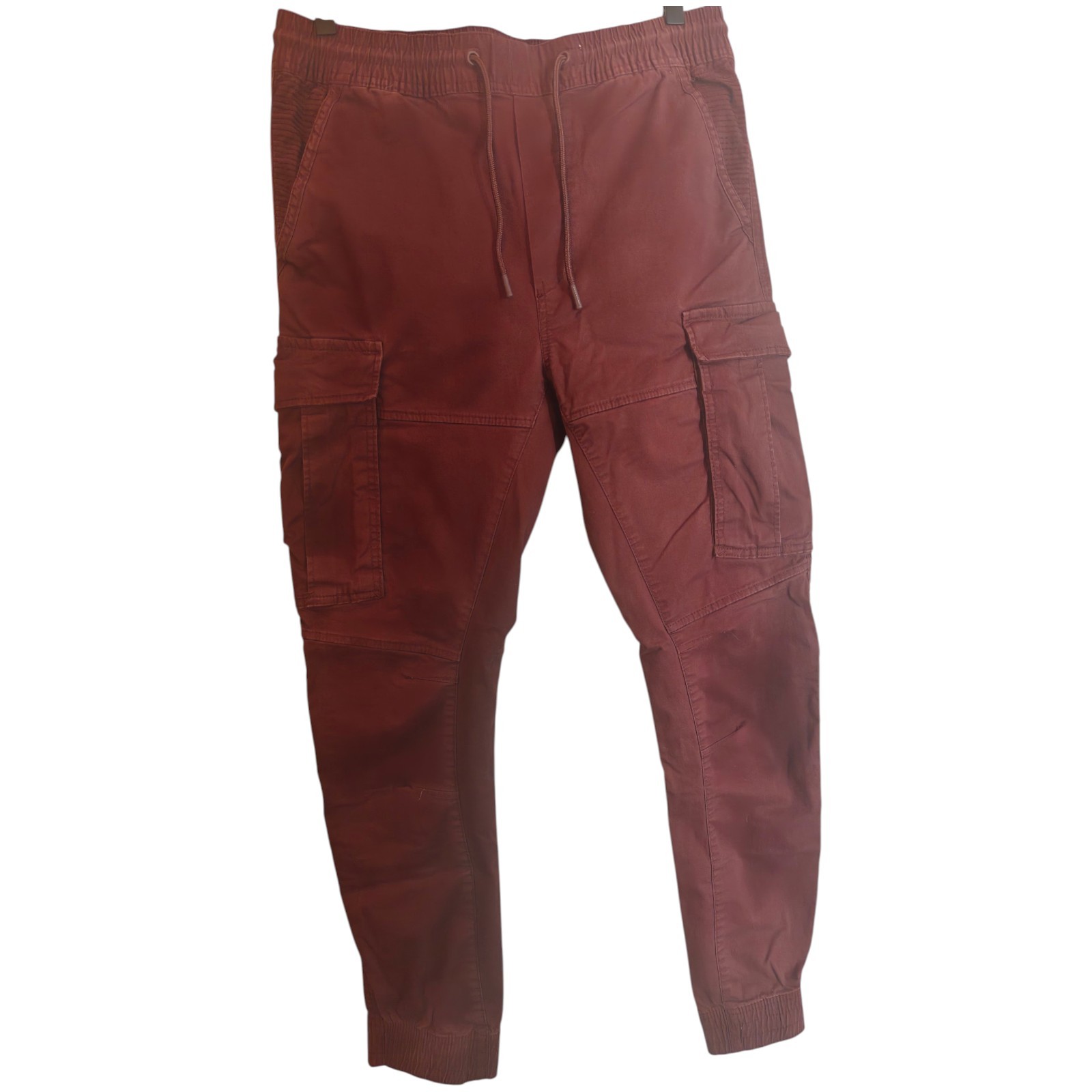 H&M Men’s Slim Fit Cargo Joggers – Burgundy, Size Small
