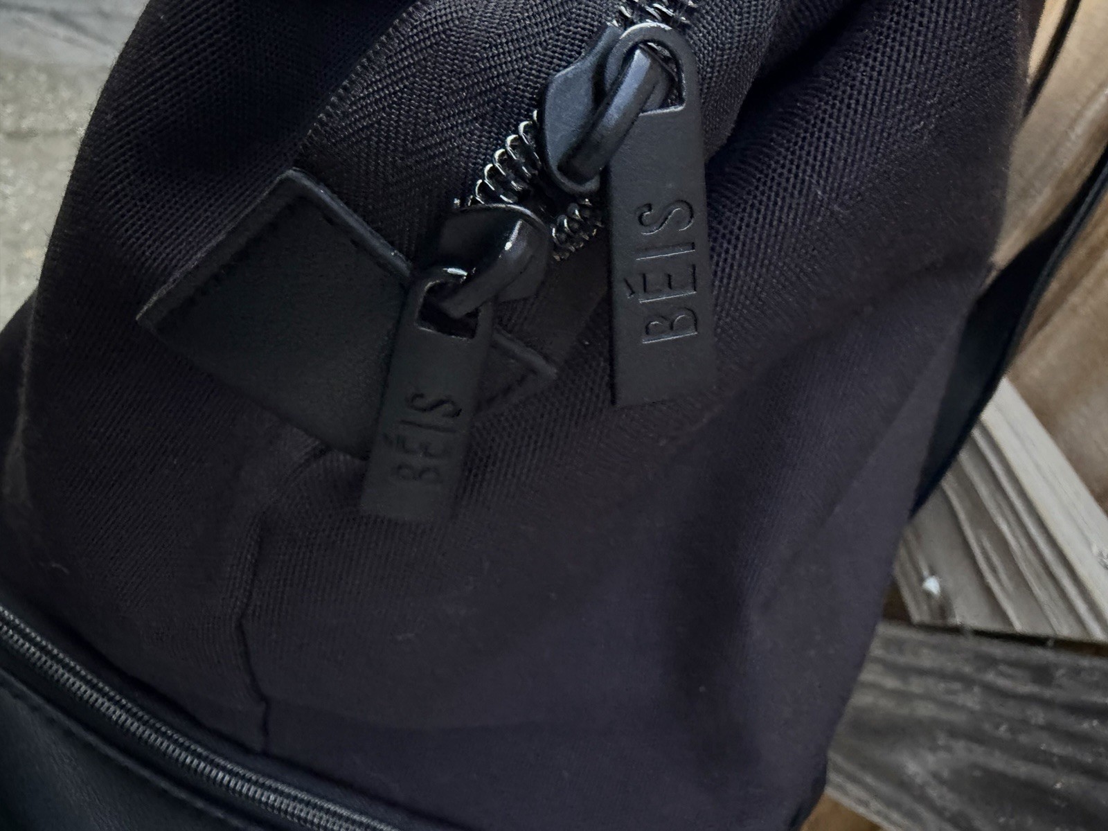 Beis Black Weekender Bag Lightweight Zip Closure Detachable Shoulder Strap Women