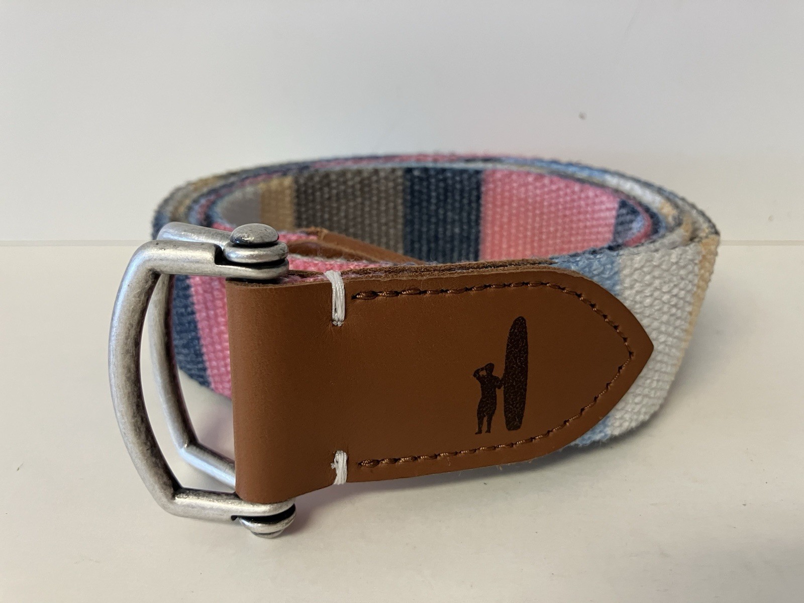 Johnnie-O Bowen D-Ring Canvas Striped Belt Men’s Size Large EXCELLENT USA