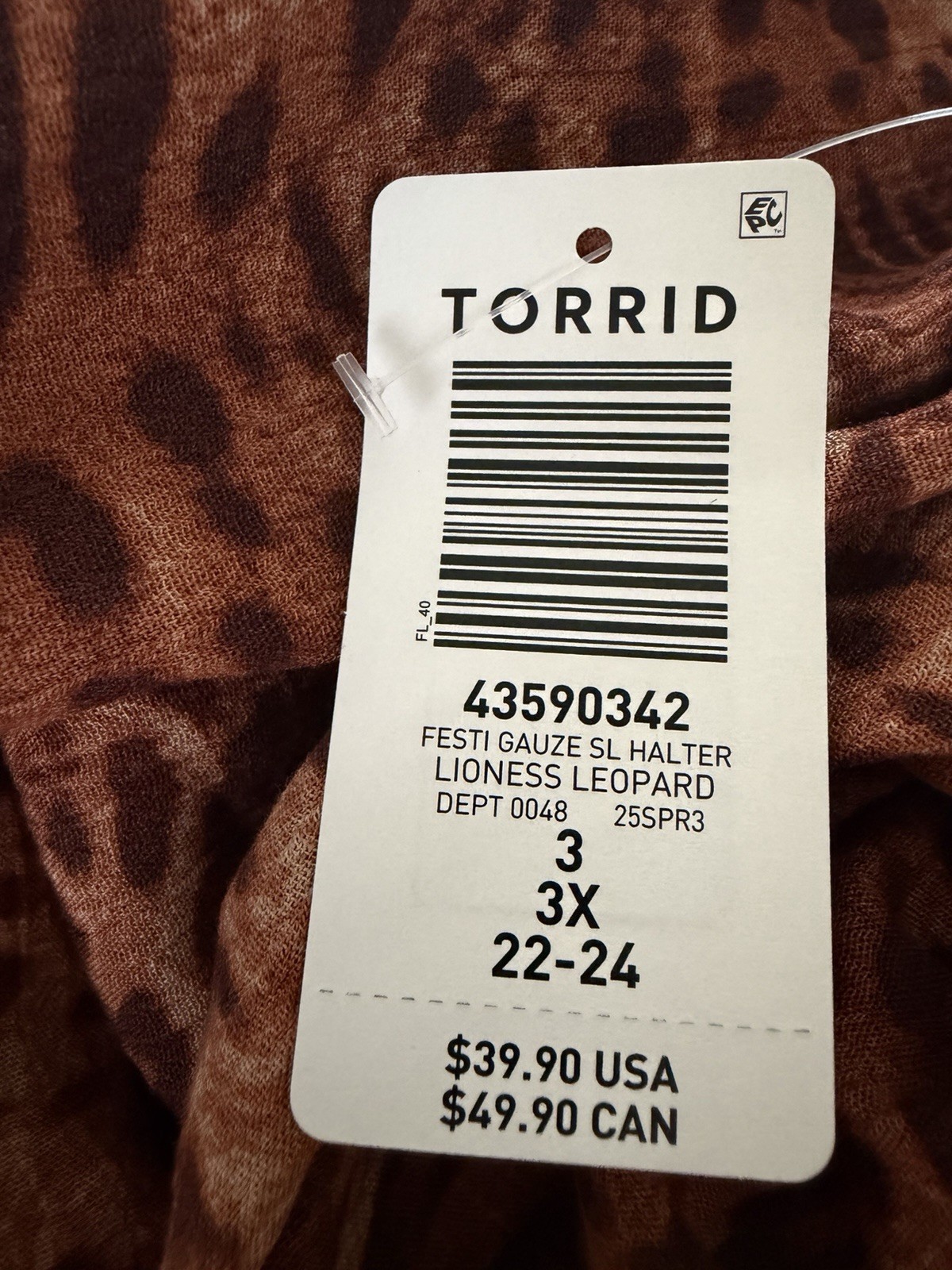 Torrid Festi Lioness Leopard 2 Piece Set Halter Top & Flare Tiered Pants 3X NWT
