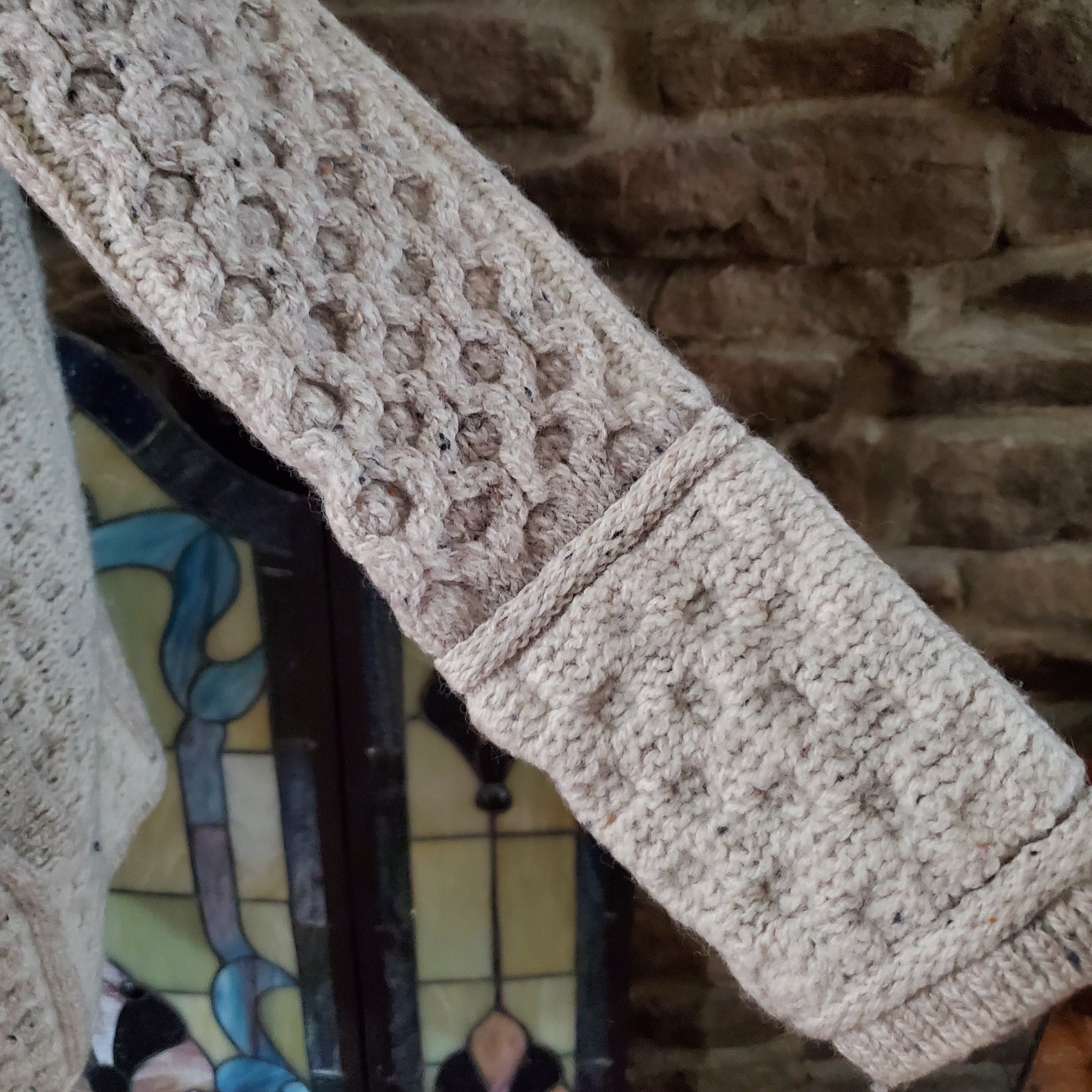 Aran Crafts Ireland Merino Wool Cable Knit Sweater Coat Single Button Womens S