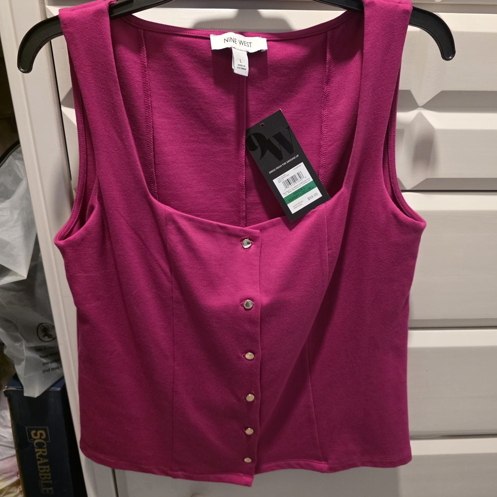 Womens Top Nine West Fushia Size Large NWT