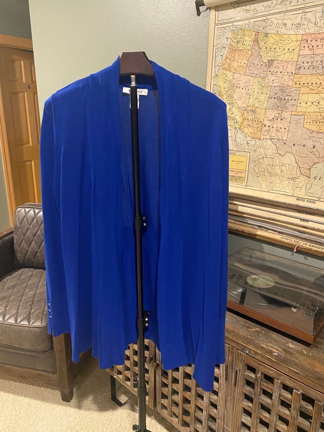 White House Black Market Royal Blue Cardigan with Decorative Button Cuffs