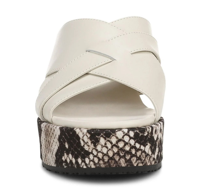 VIONIC Dawn Wedge Slide Sandal Cream Leather New