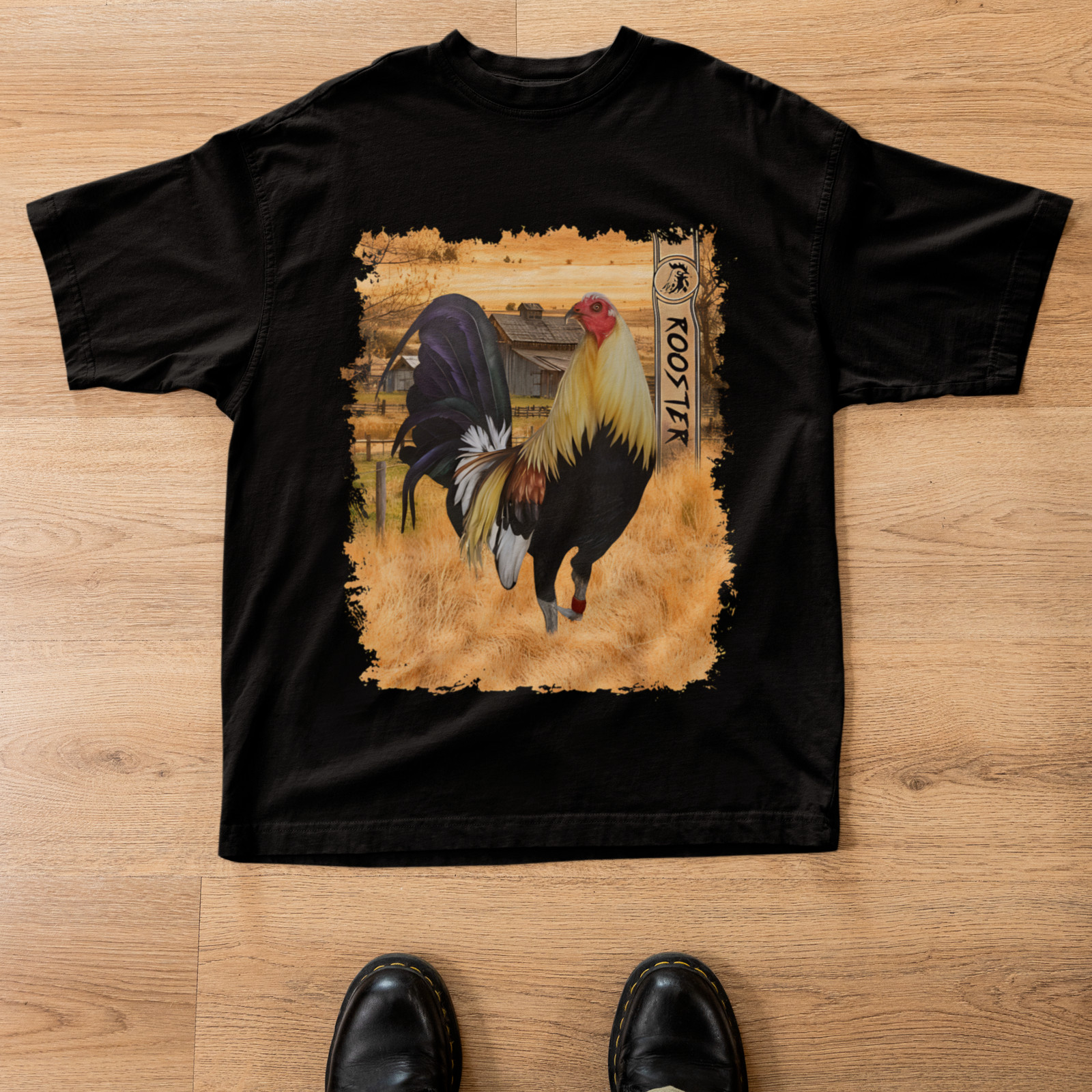 Rooster Farmhouse Chicken Graphic T Shirt Country Farm Animal Tee