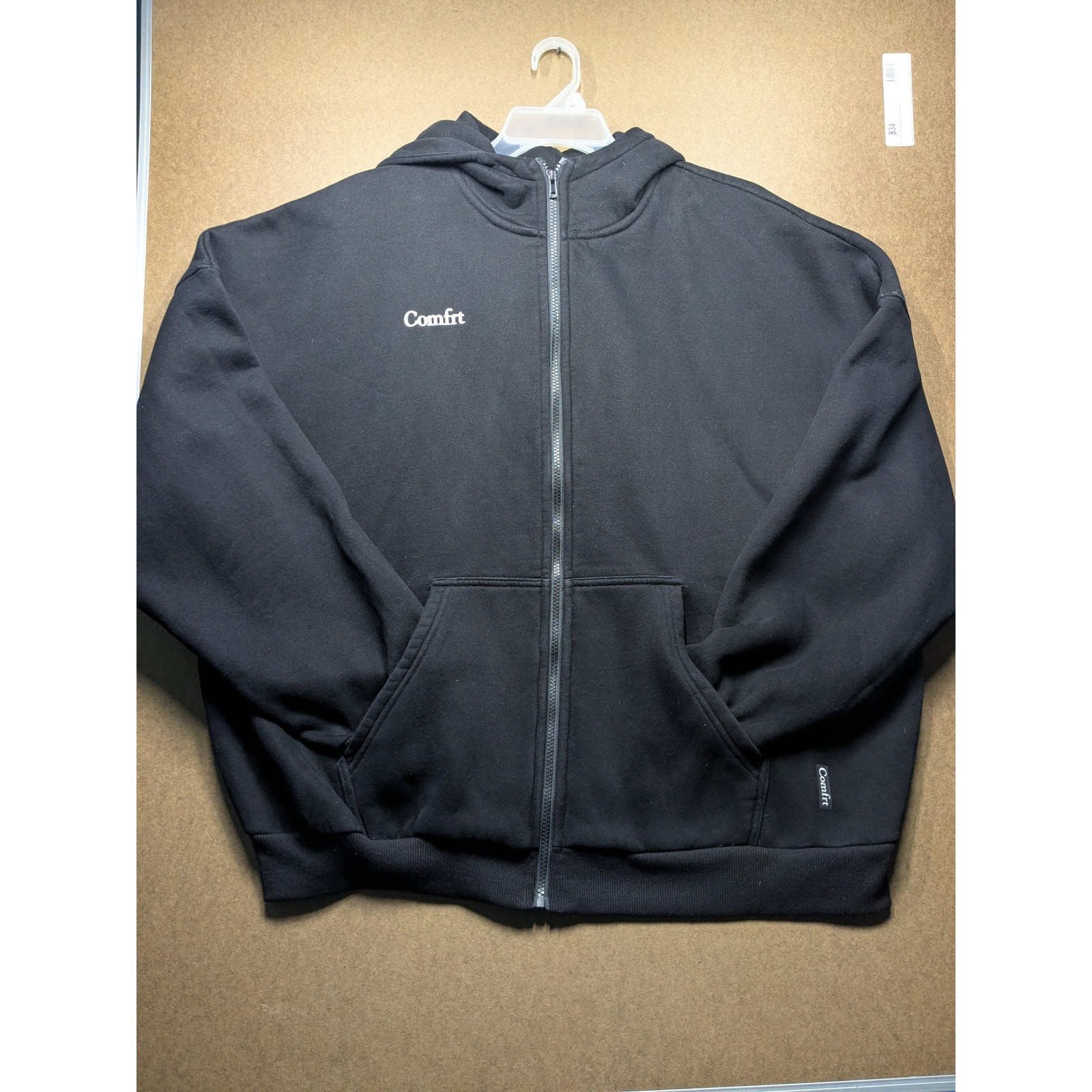 Comfrt Women Black Oversized Zip Up Hoodie Fleece Sweatshirt XL Logo Loungewear