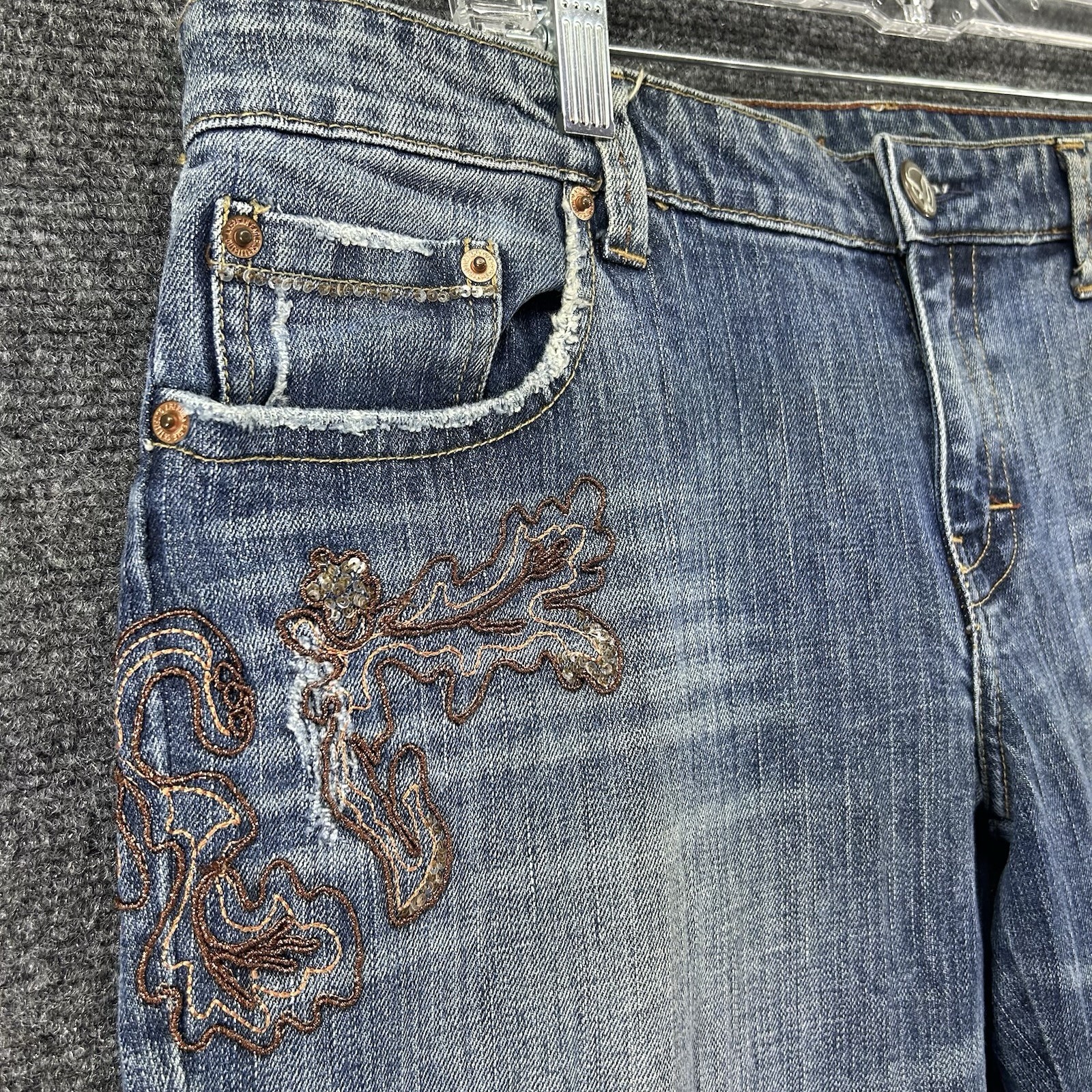 VTG American Eagle Jeans Womens 12 Reg Stretch Boot Denim Embroidered Sequin 90s