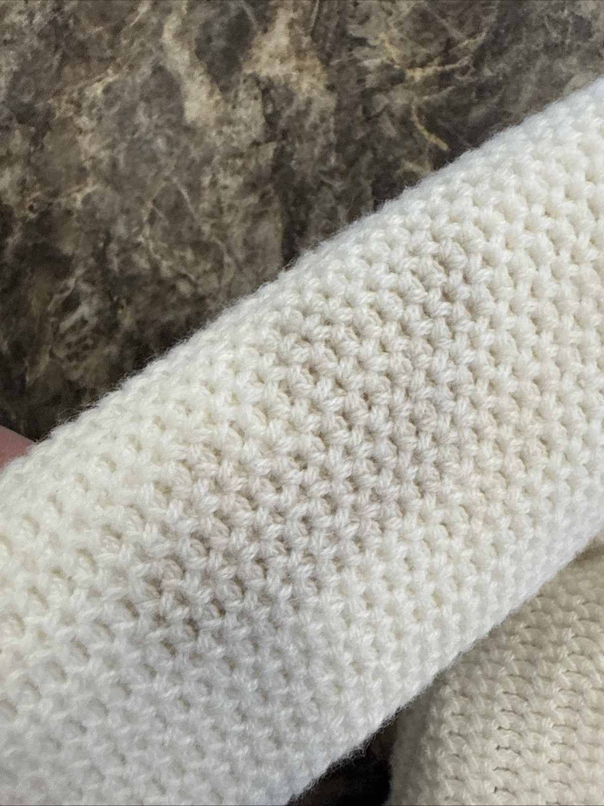 “Tommy Bahama” 3-6 Month White Knitted A Sharpa Fur Coat Hood *Stain