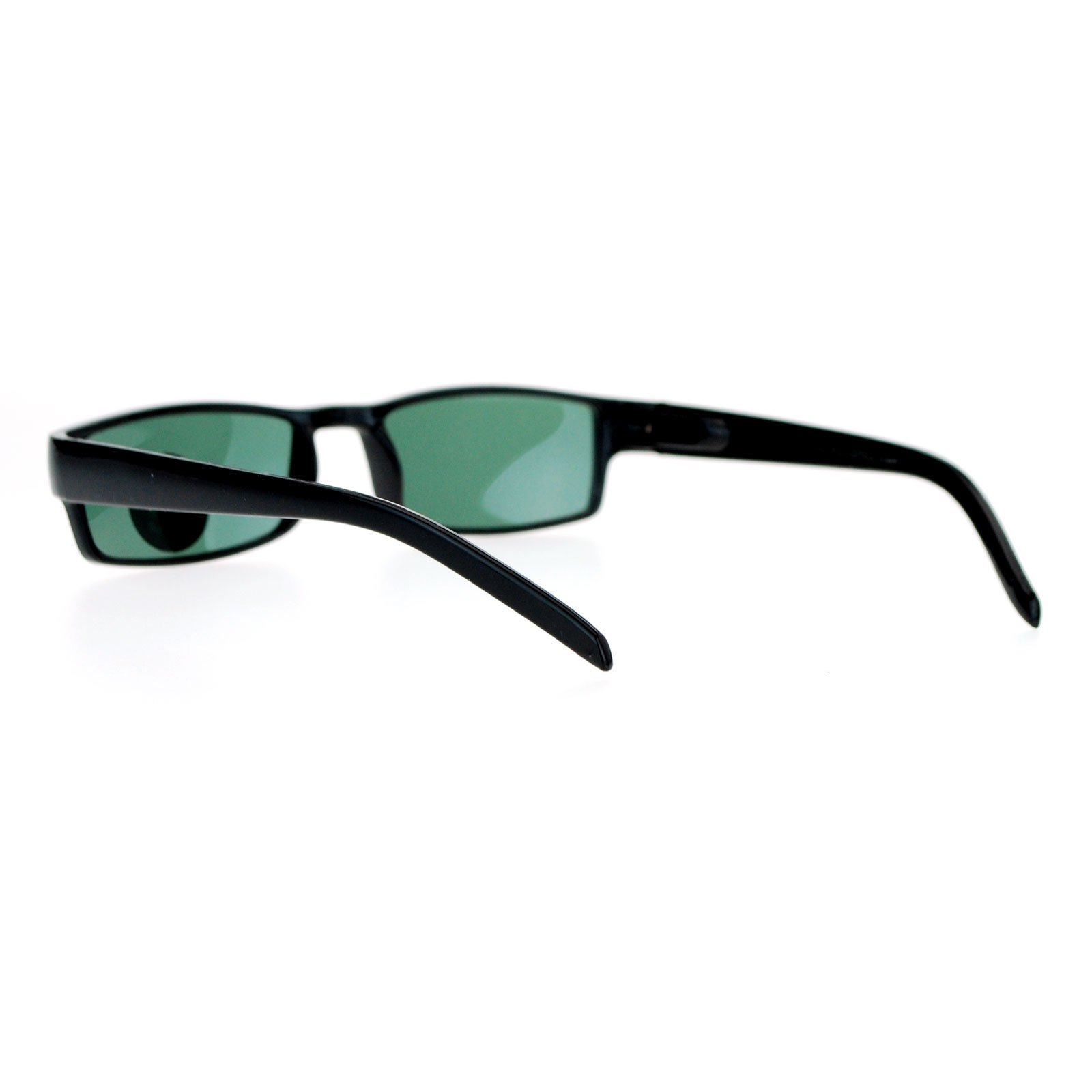 Mens Glass Lens Narrow Rectangular Plastic Spring Hinge Sunglasses