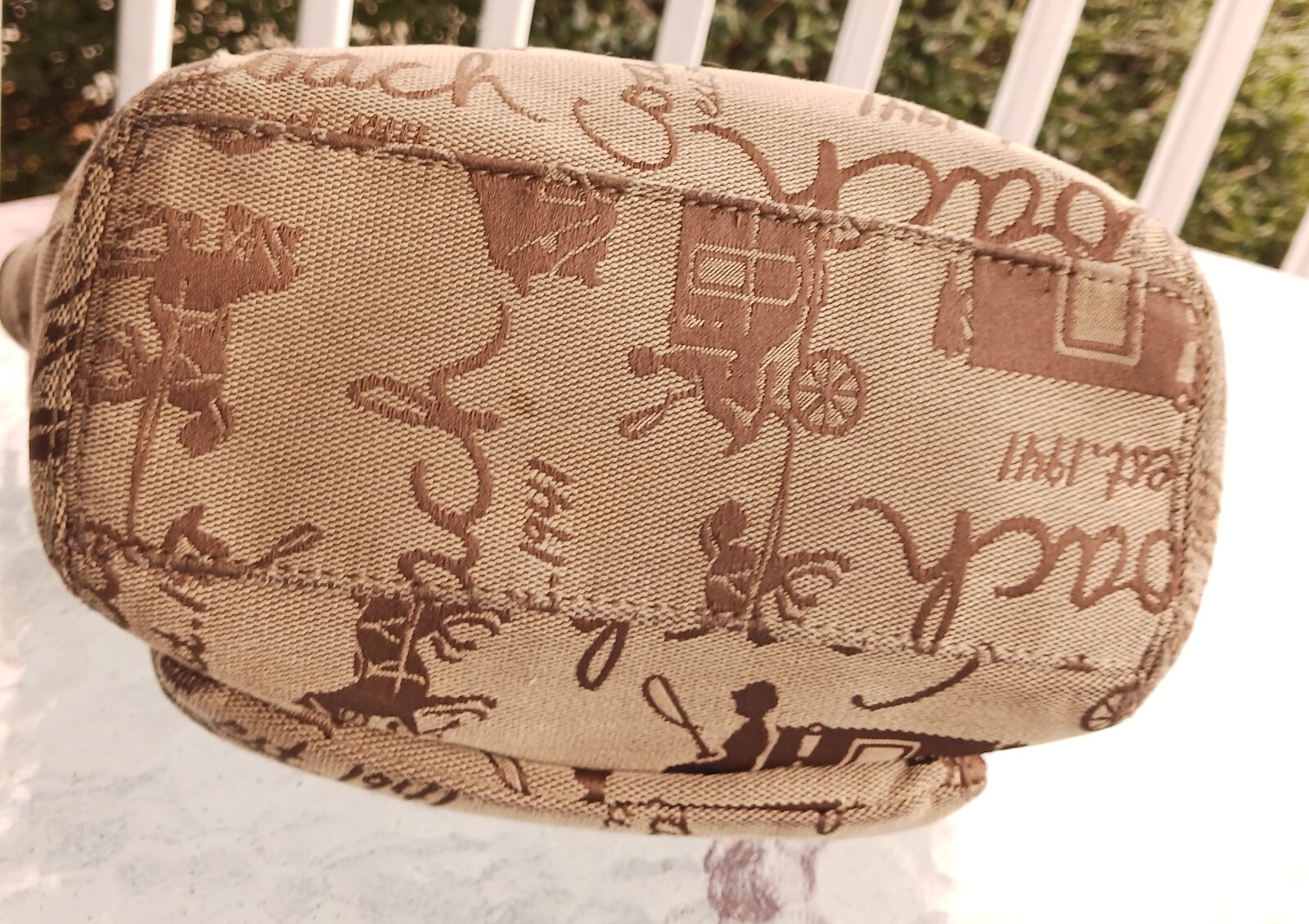 Coach F14855 SMALL Leah Beige Canvas Logo Turnlock Detail Crossbody