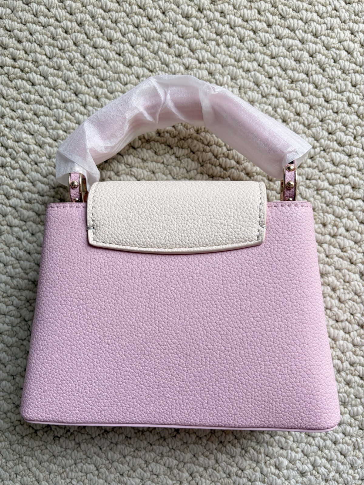 Pink Top Handle Bag Detachable Strap, Gold-Tone Clasp Small