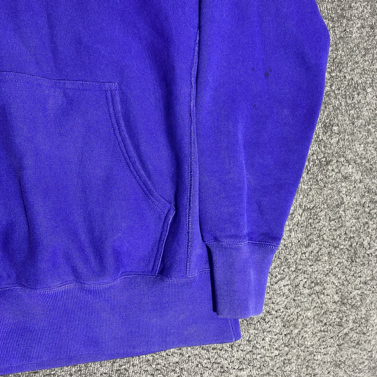 Vtg Champion Reverse Weave Large Blue Embroidered Pullover Hoodie Warm Up Script