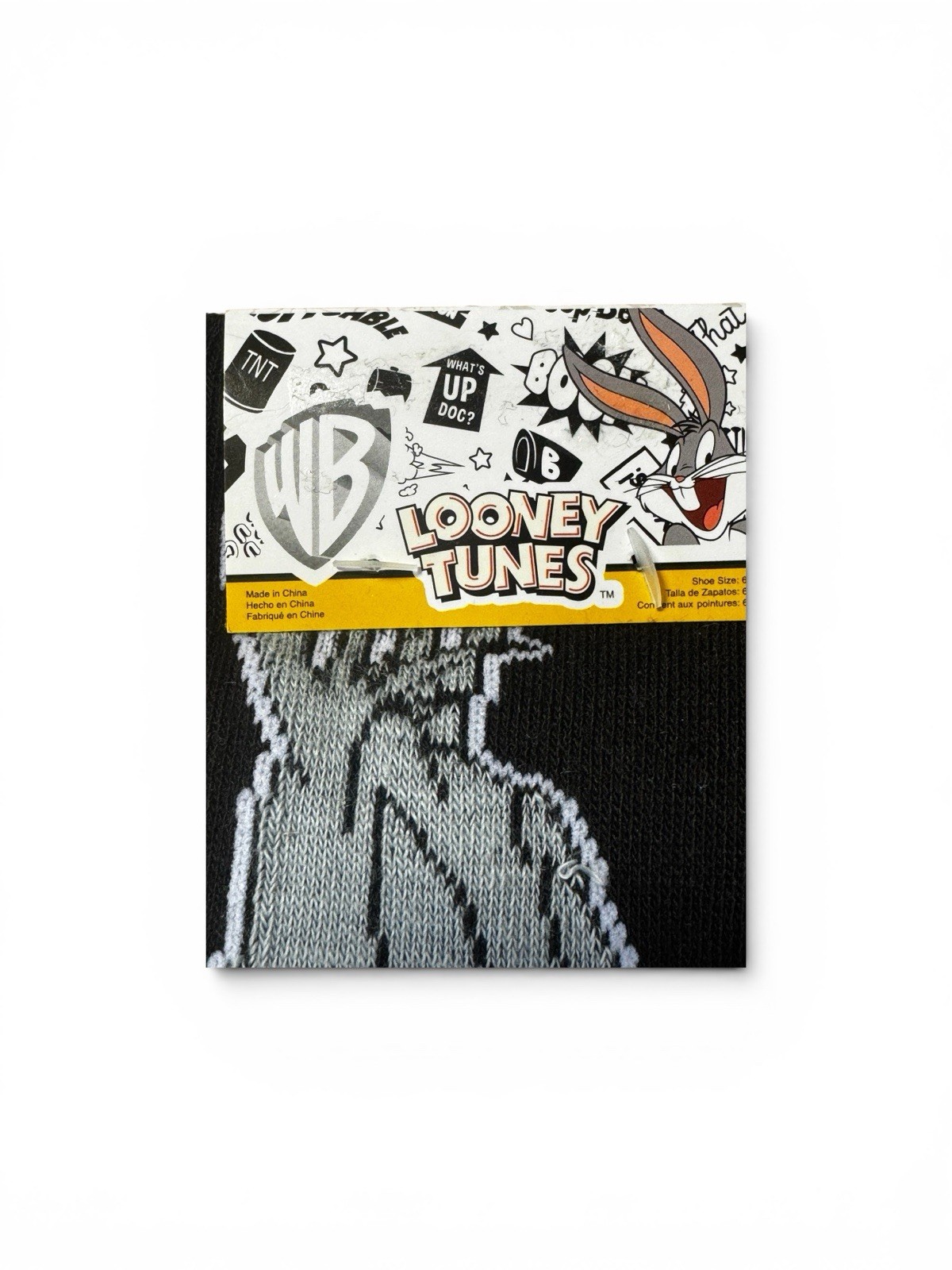Looney Tunes Bugs Bunny/Daffy Duck Men’s Crew Socks Black Sze 6-12
