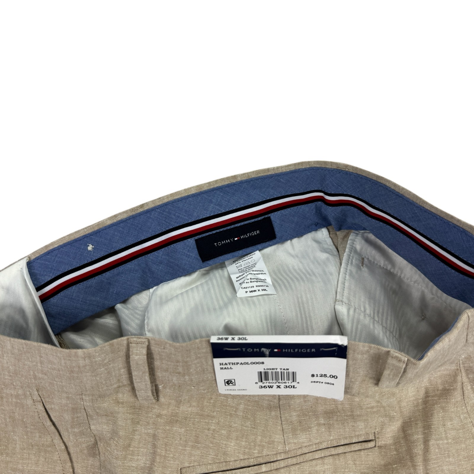 Tommy Hilfiger Mens Hall Modern Fit Linen Blend Suit Pants Tan 36×30