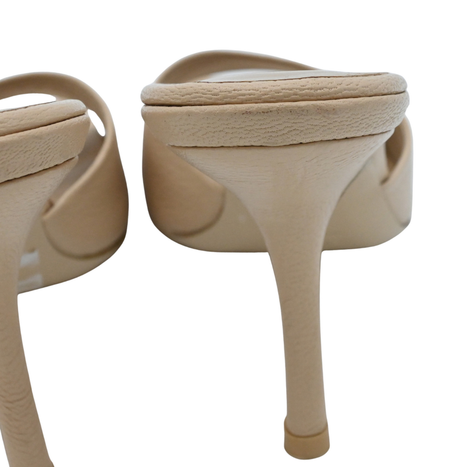 BY FAR | Nude Mora Leather Heel Mules Size 39
