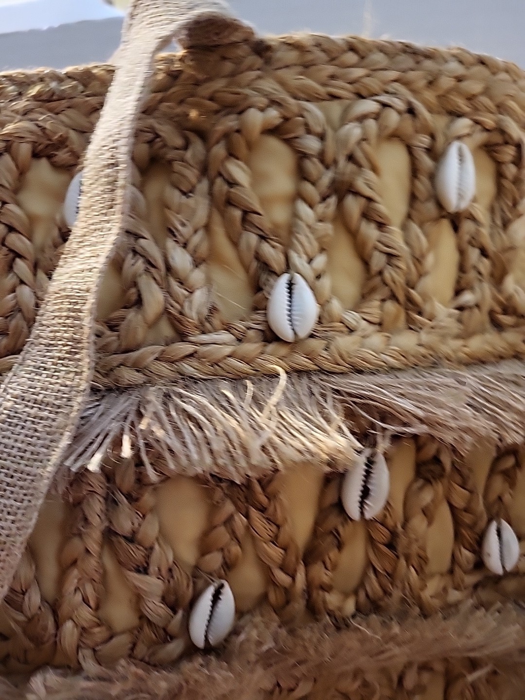 Salt + Umber Isla Jute Lined Seashell Tote/Beach Bag New Without Tags