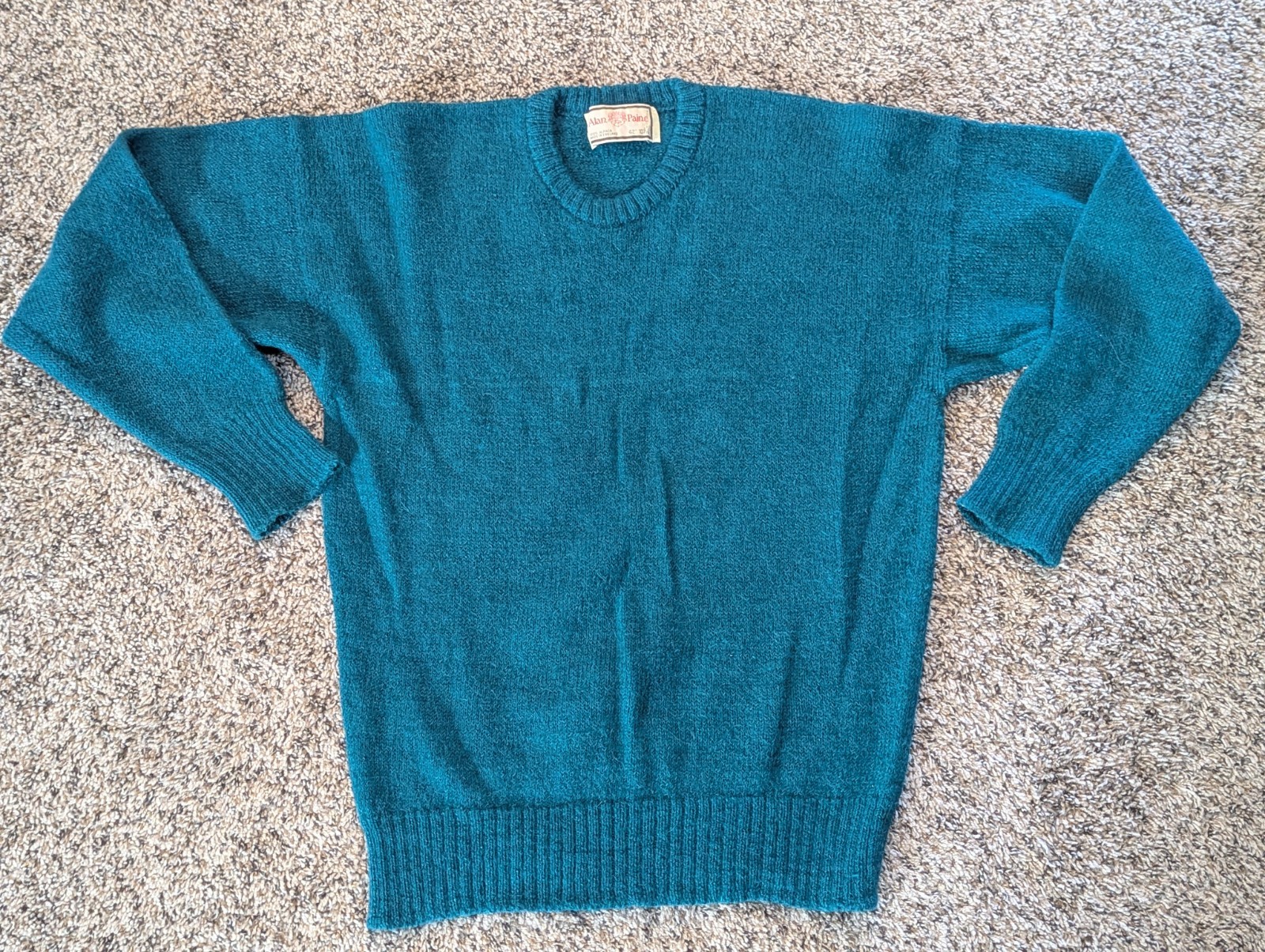 Vintage Alan Paine Sweater Mens 42 107cm Green 100% Cashmere V Neck England L