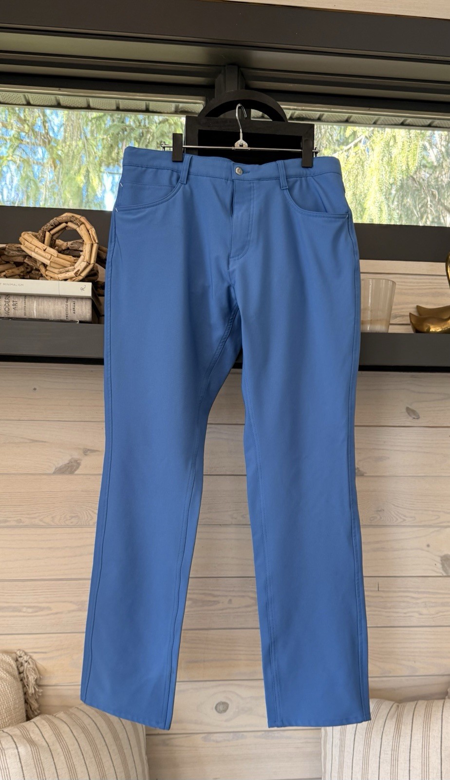Footjoy Cotton Twill 5 Pocket Pants Lagoon Blue 35 X 34 Golf Mens FJ $125
