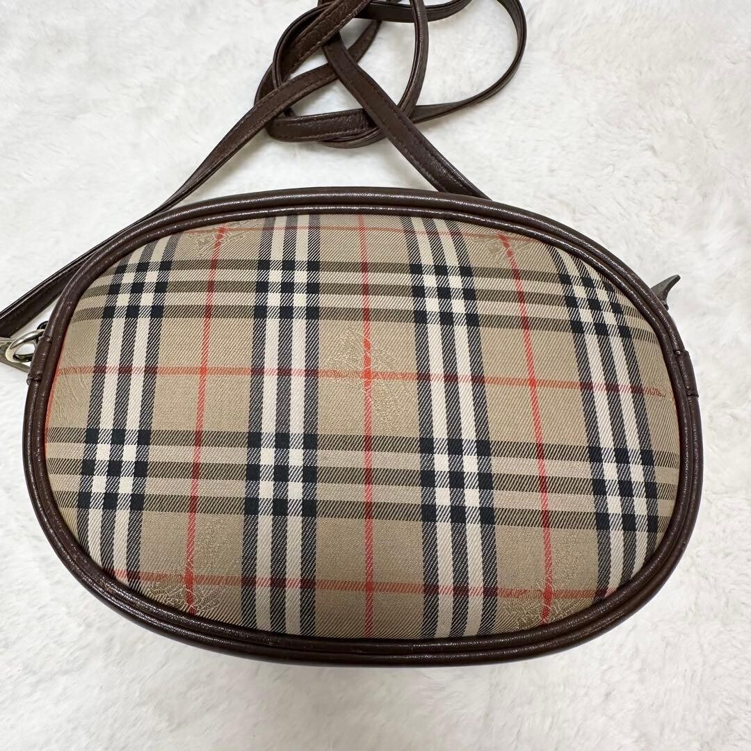 Burberrys Nova Check Canvas Leather Oval Camera Bag Vintage Shoulder Auth